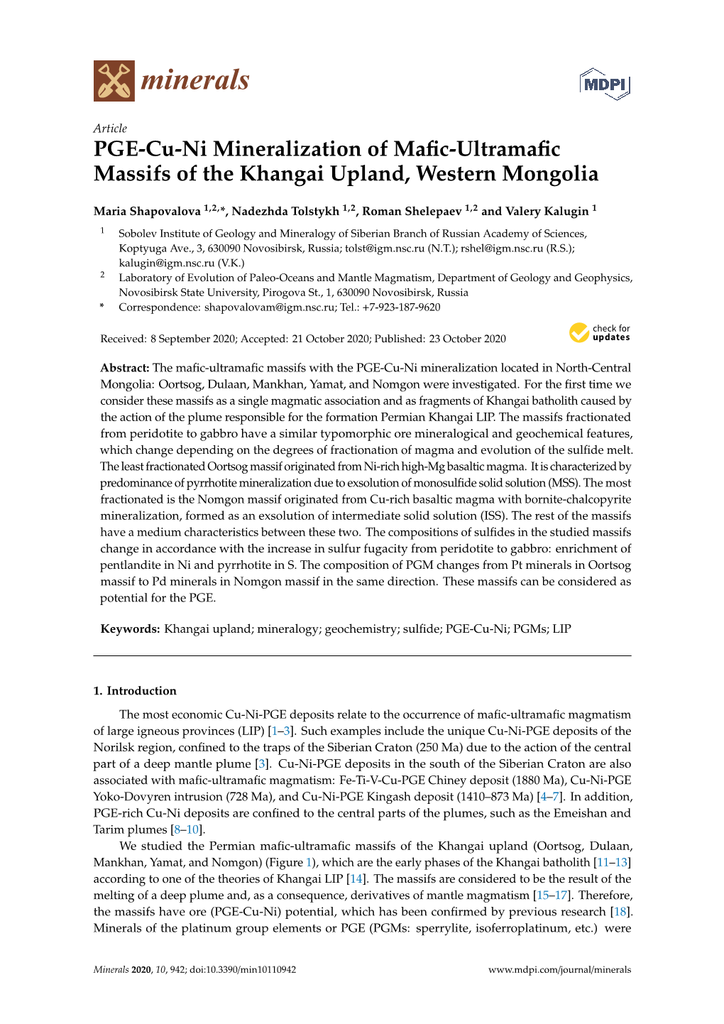 PGE-Cu-Ni Mineralization of Mafic-Ultramafic Massifs of The