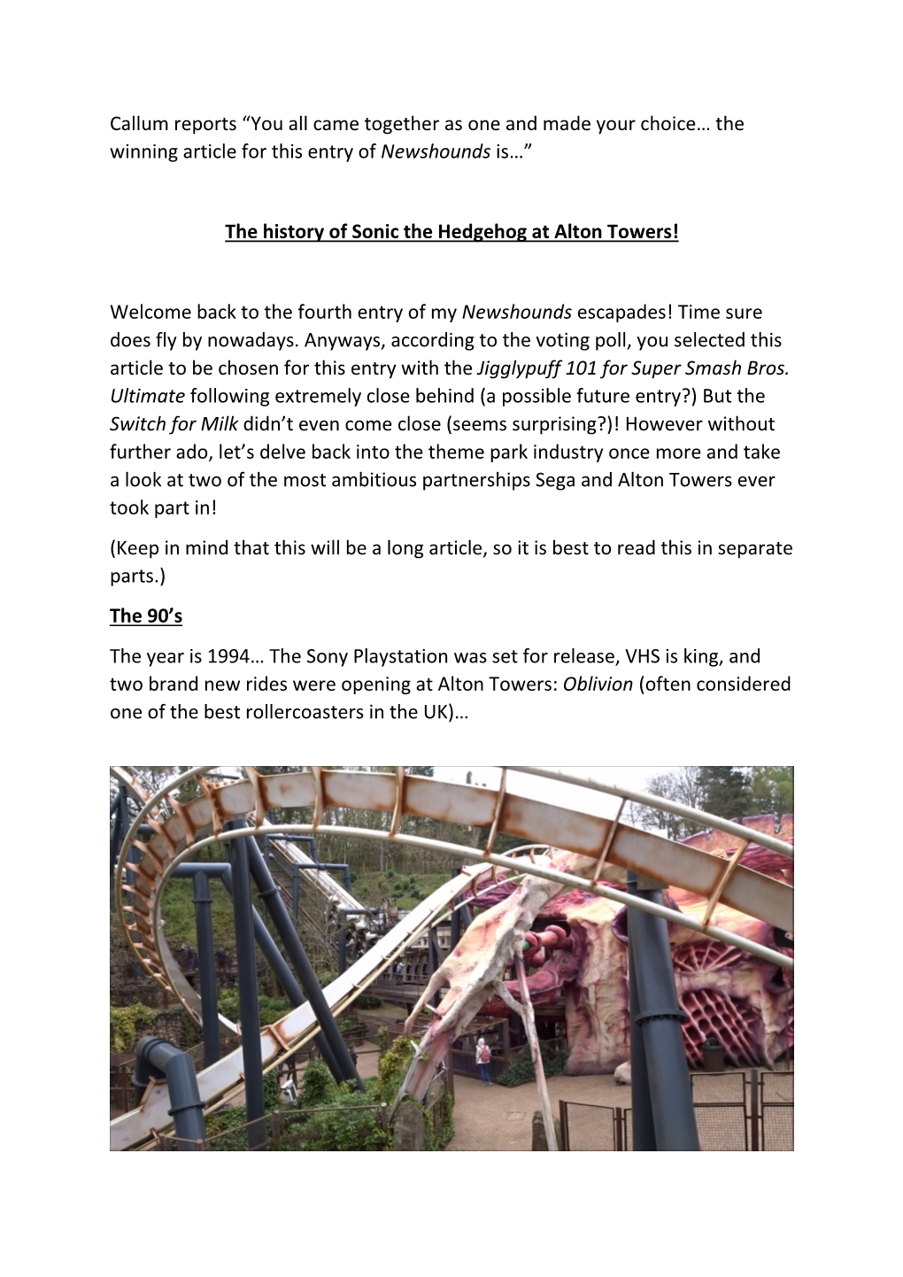 The History of Sonic the Hedgehog at Alton Towers!