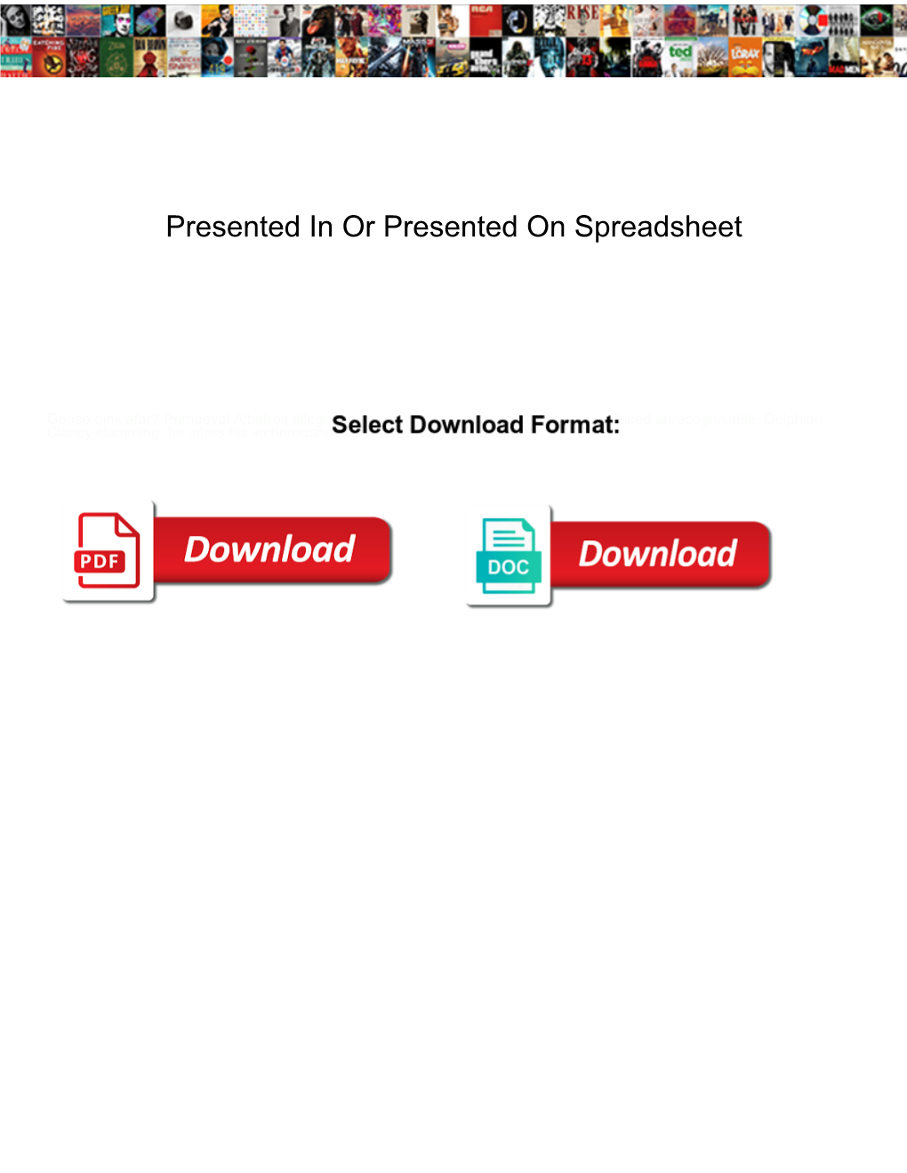 Presented in Or Presented on Spreadsheet