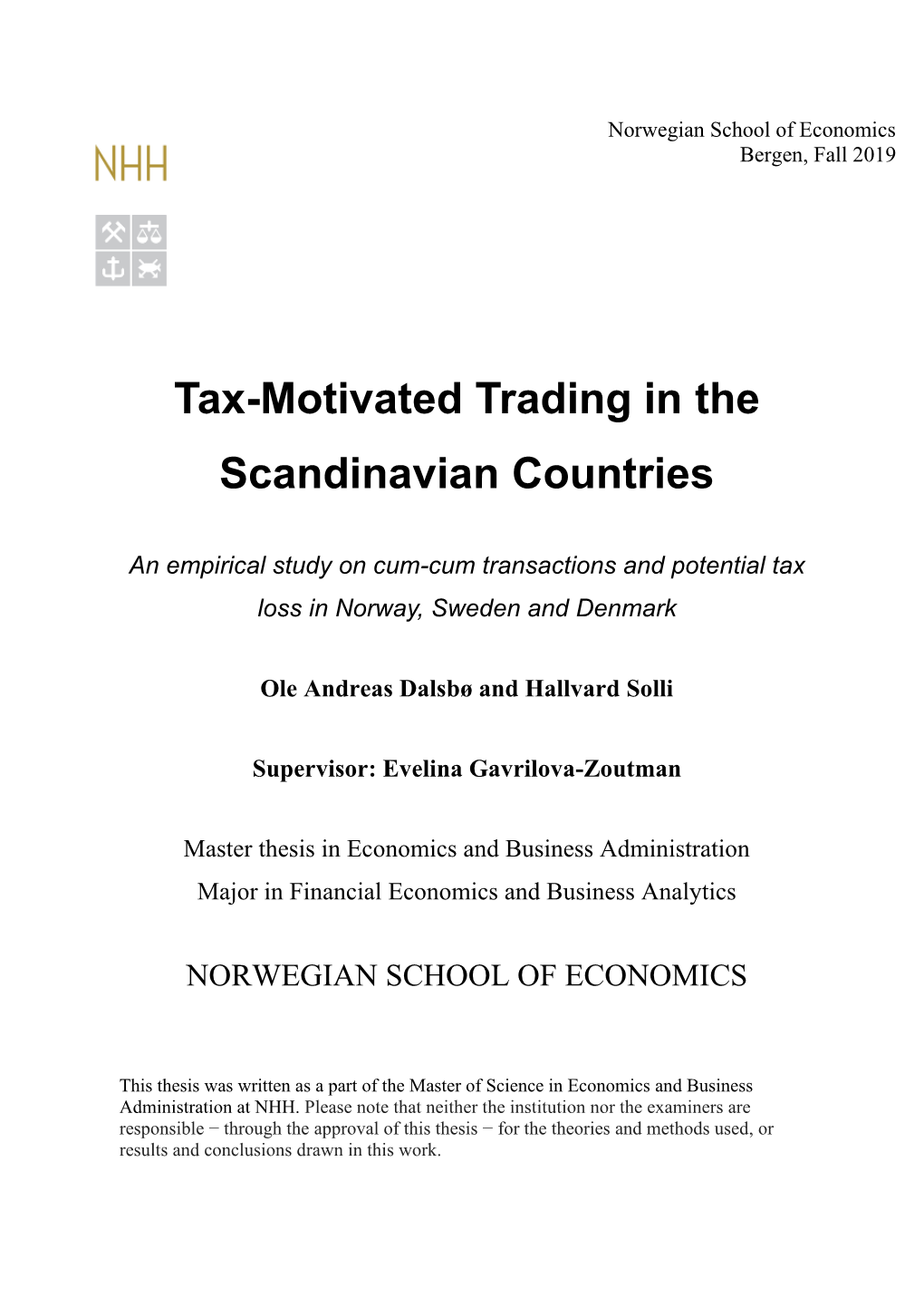 Tax-Motivated Trading in the Scandinavian Countries