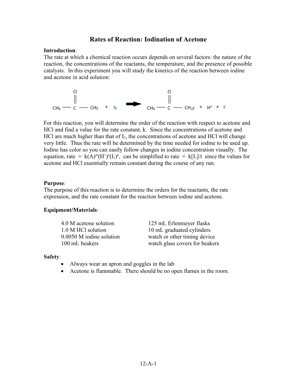 The Iodination of Acetone