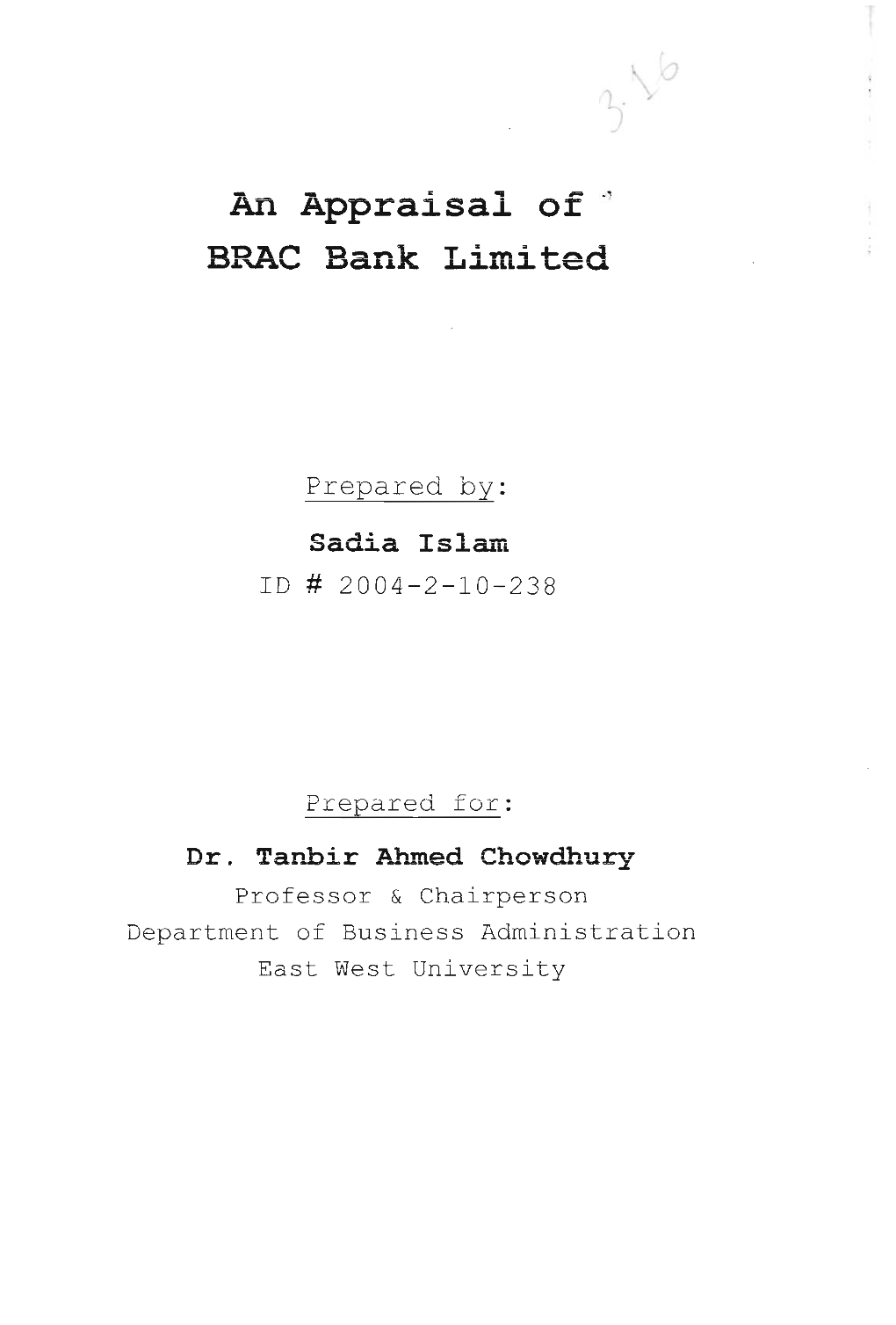 SME Banking in Brae Bank Limited