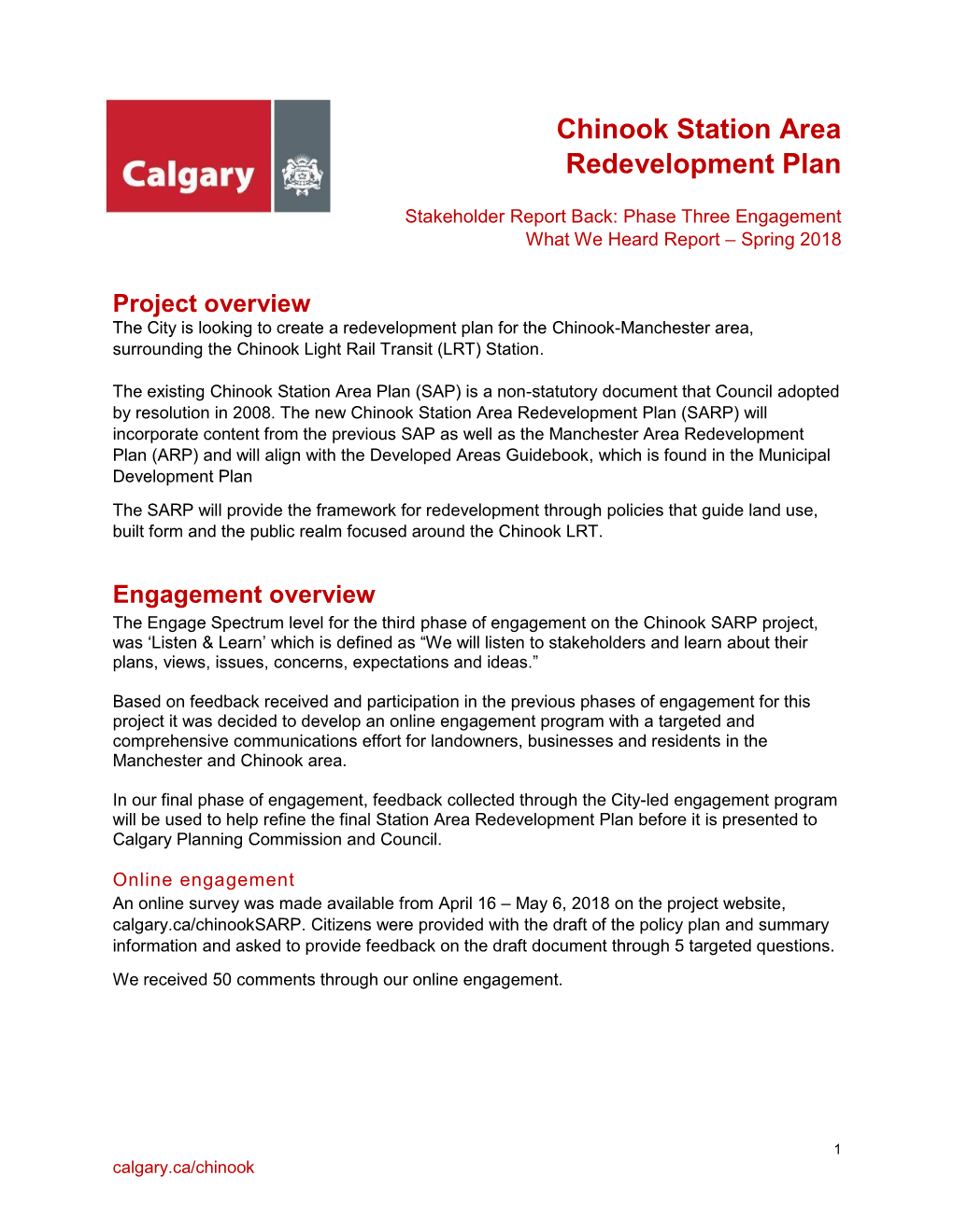 Chinook Station Area Redevelopment Plan