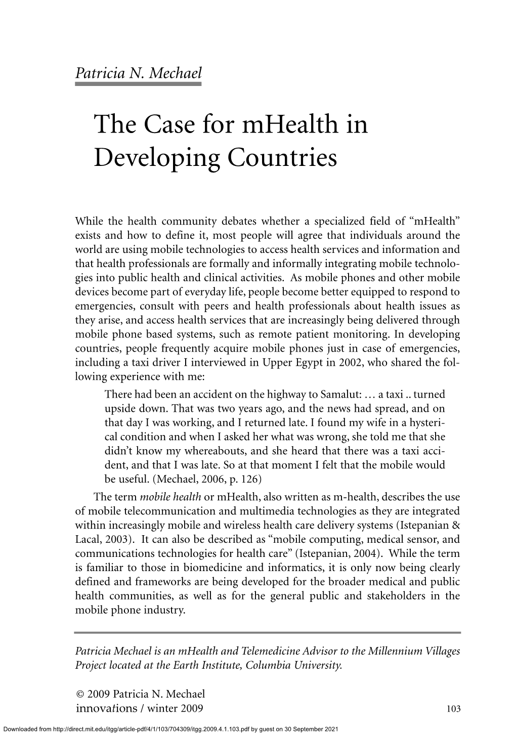 The Case for Mhealth in Developing Countries