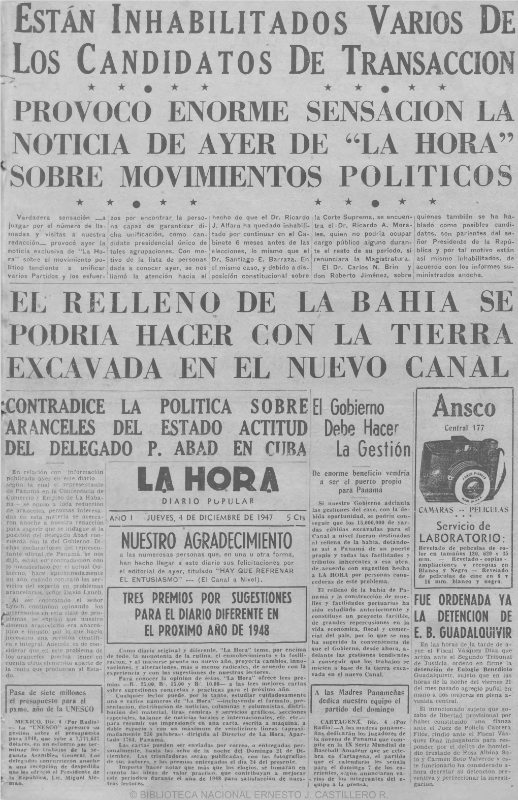 La Hora” Sobre Movimientos Politicos