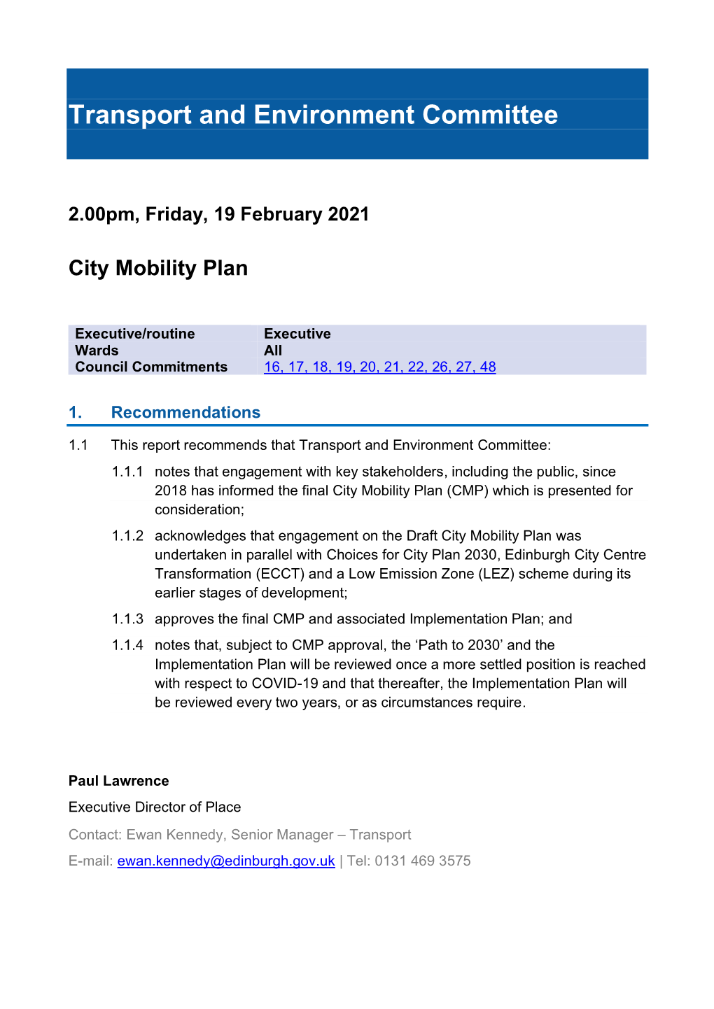 Transport and Environment Committee