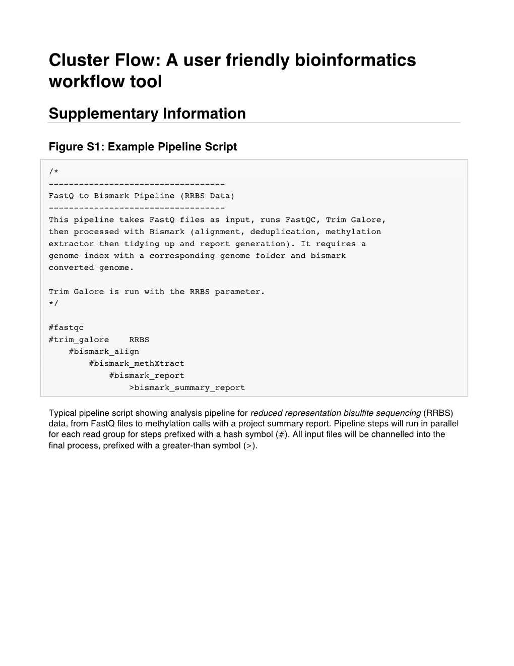 Cluster Flow: a User Friendly Bioinformatics Workflow Tool