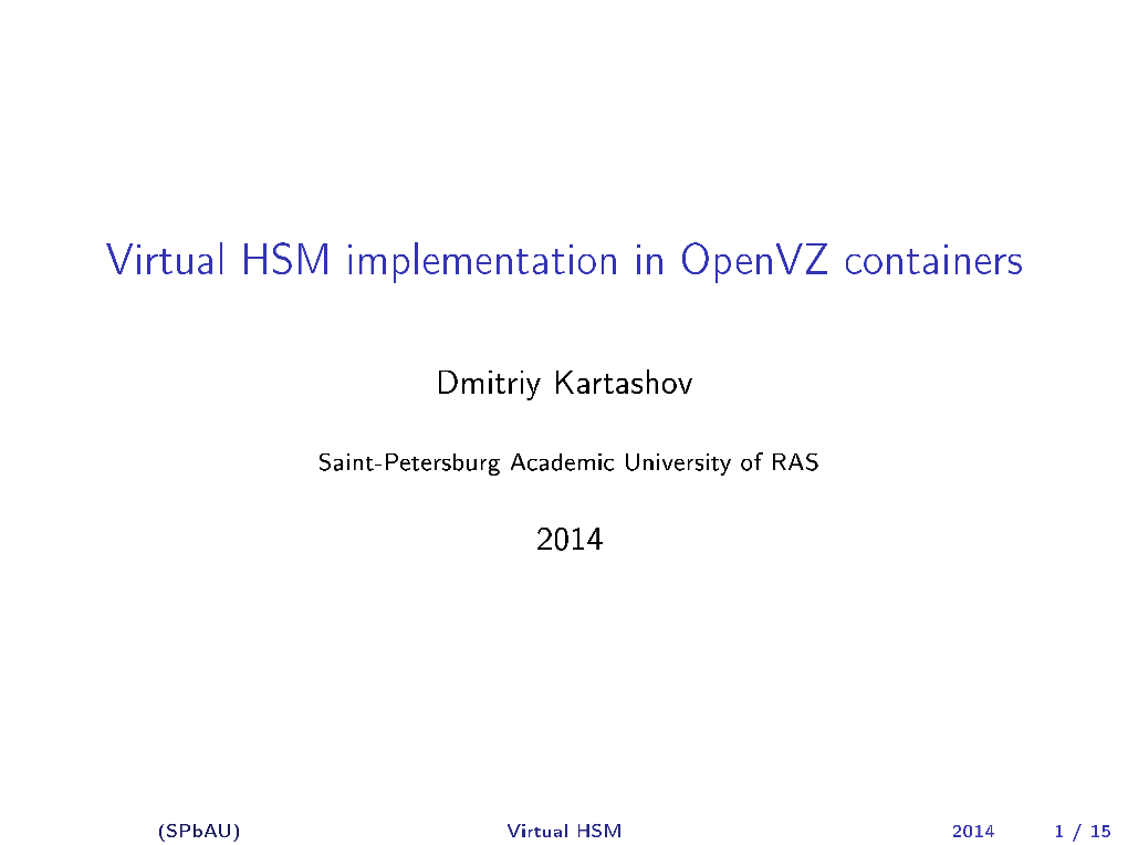 Virtual HSM Implementation in Openvz Containers