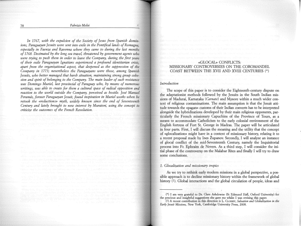 In 1767, with the Expulsion Oj the Society Oj ]Esus Jrom Spanish Domin- Ions, Paraguayan ]Esuits Were Sent Into Exile in The