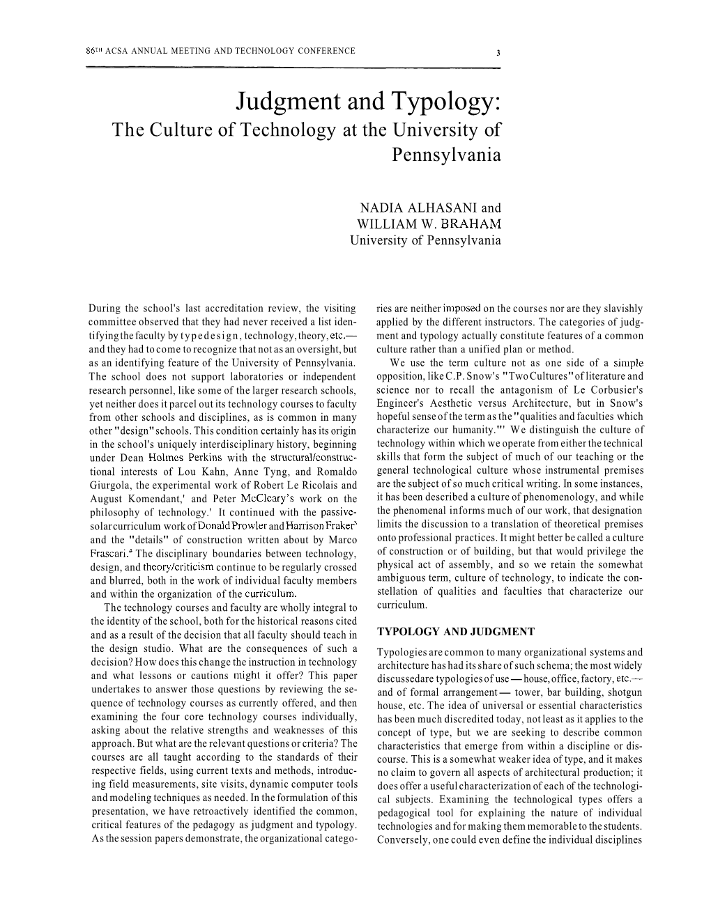 Judgment and Typology: the Culture of Technology at the University of Pennsylvania