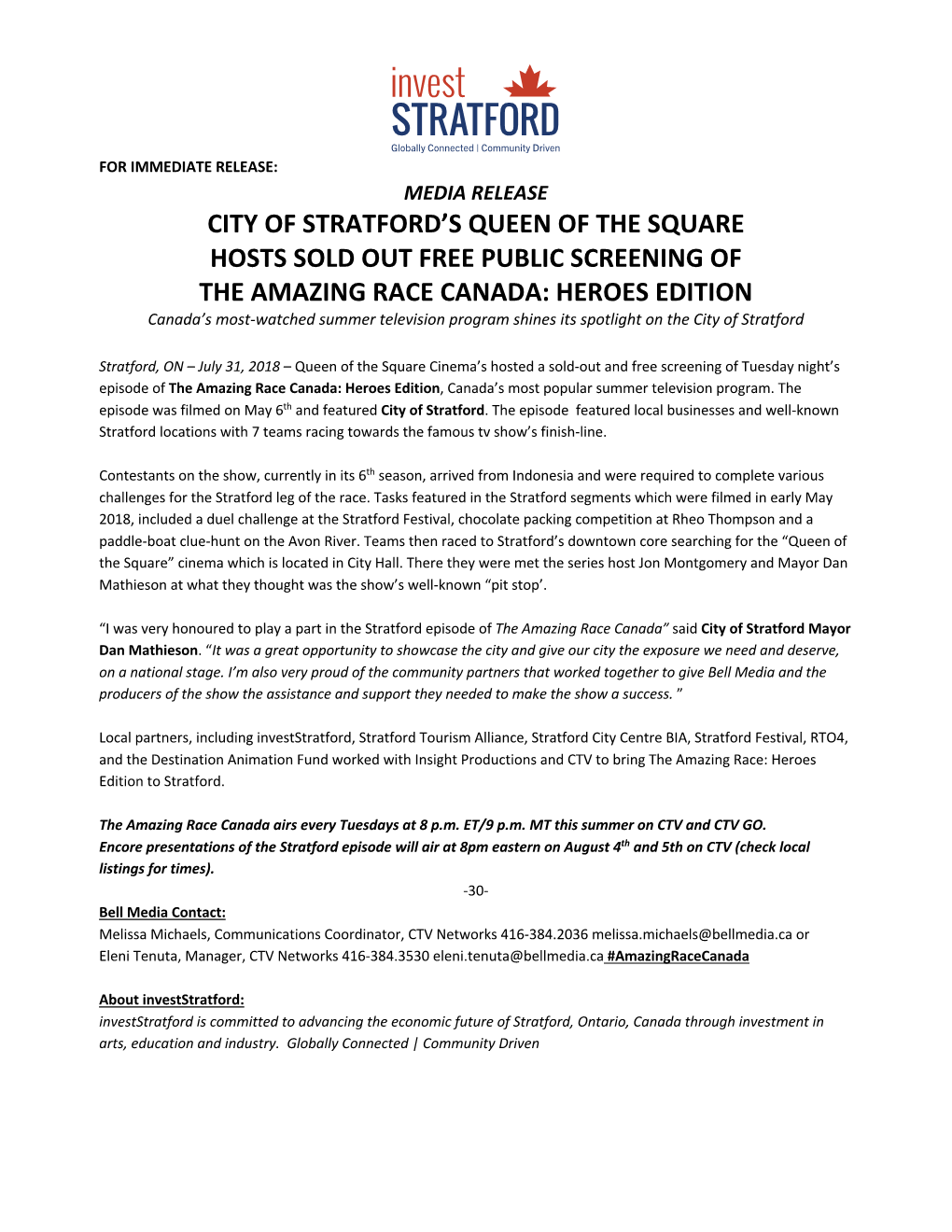 City of Stratford's Queen of the Square Hosts Sold Out