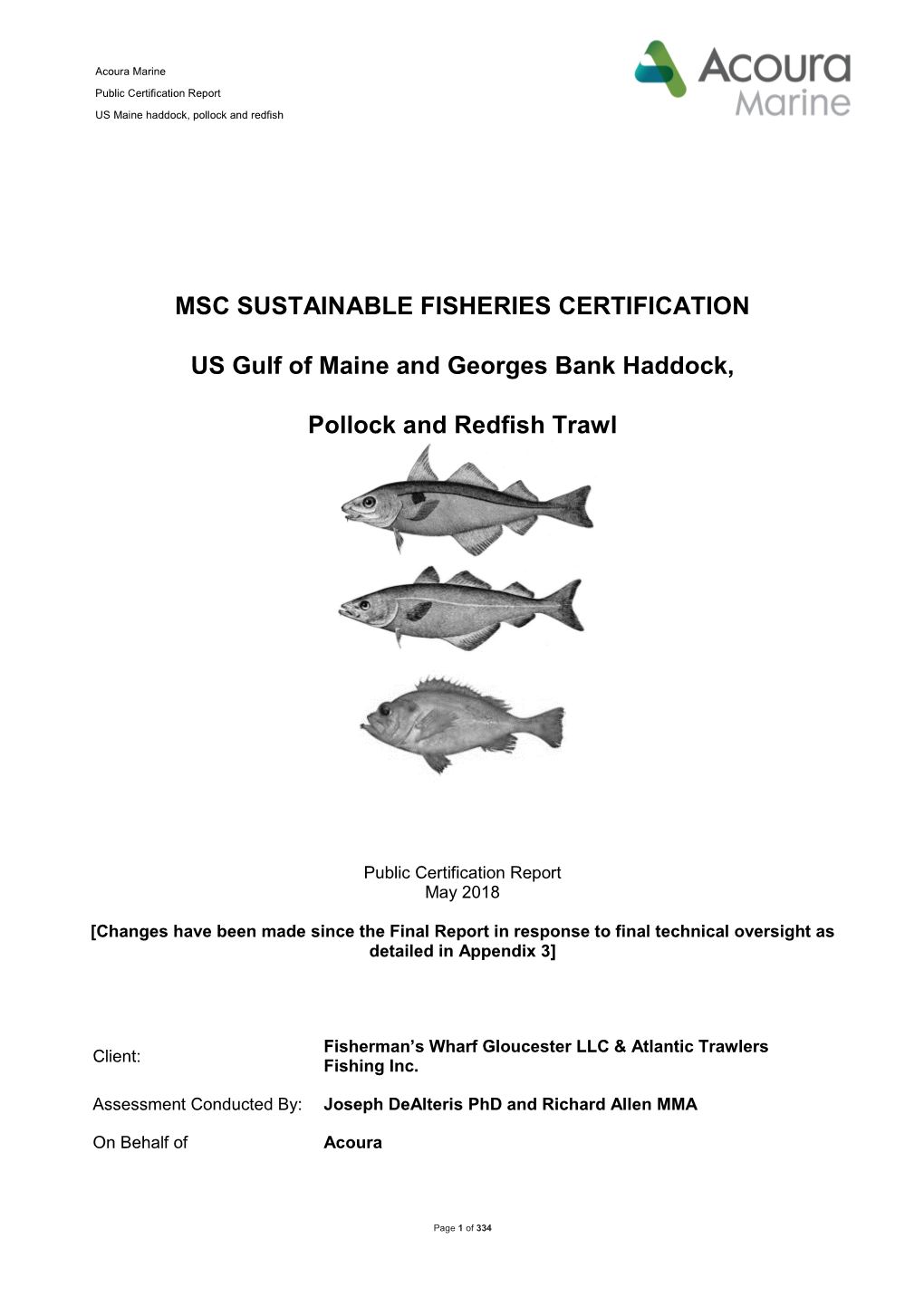 MSC SUSTAINABLE FISHERIES CERTIFICATION US Gulf of Maine