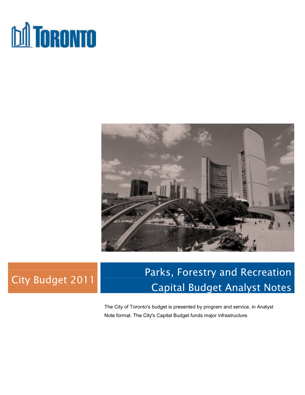 2011-2020 Capital Program Parks, Forestry and Recreation