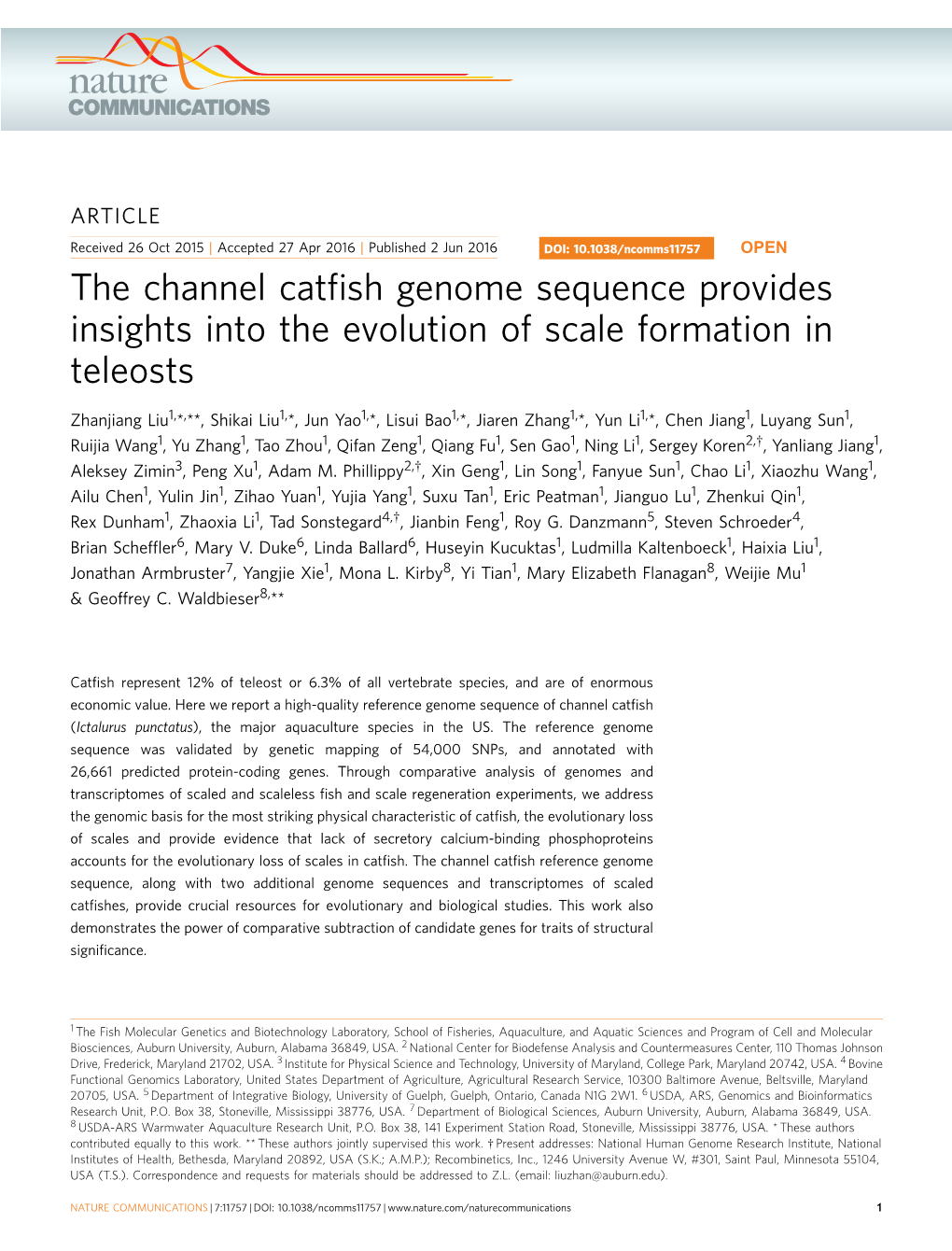 The Channel Catfish Genome Sequence Provides Insights Into The