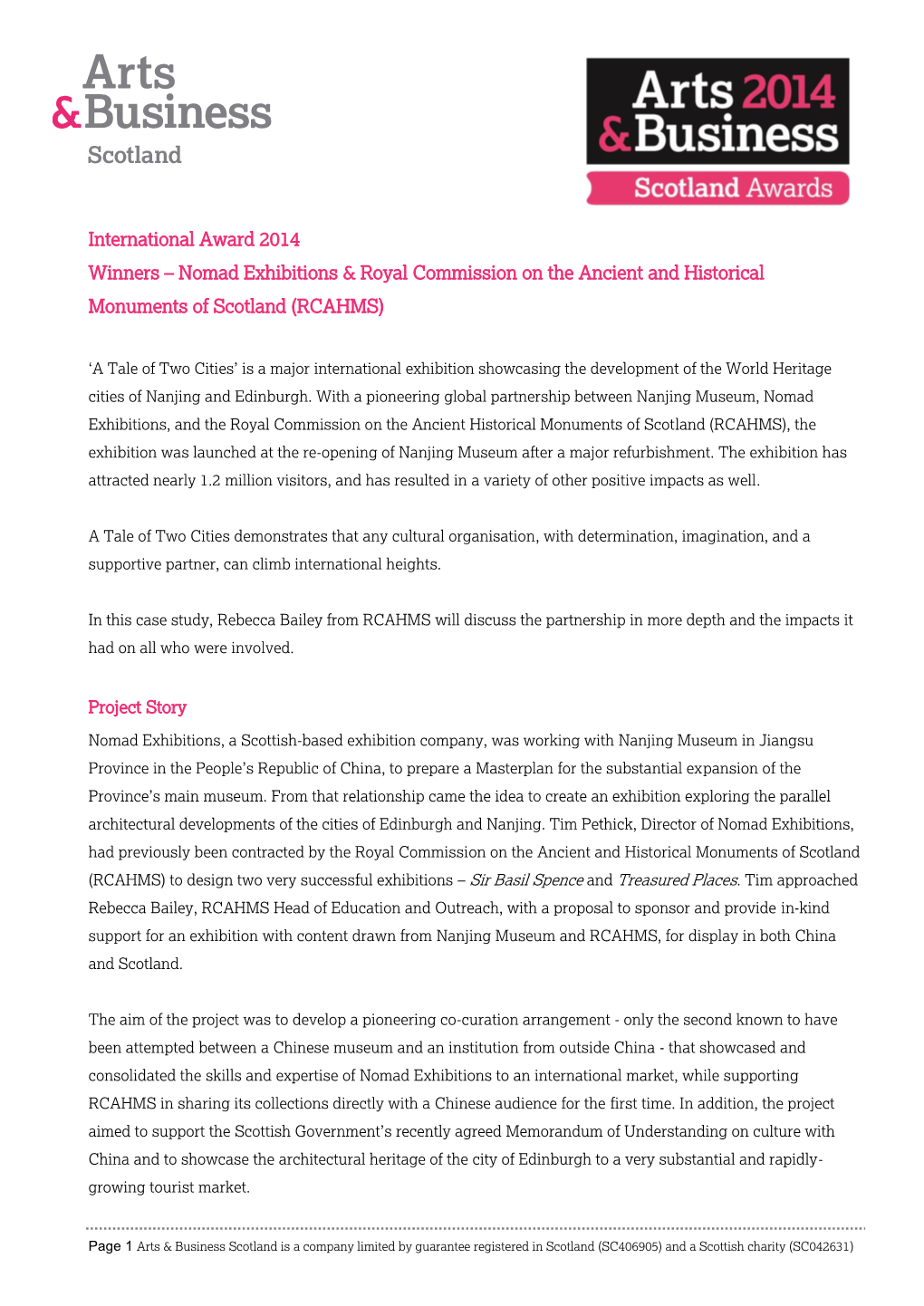 International Award 2014 Winners – Nomad Exhibitions & Royal