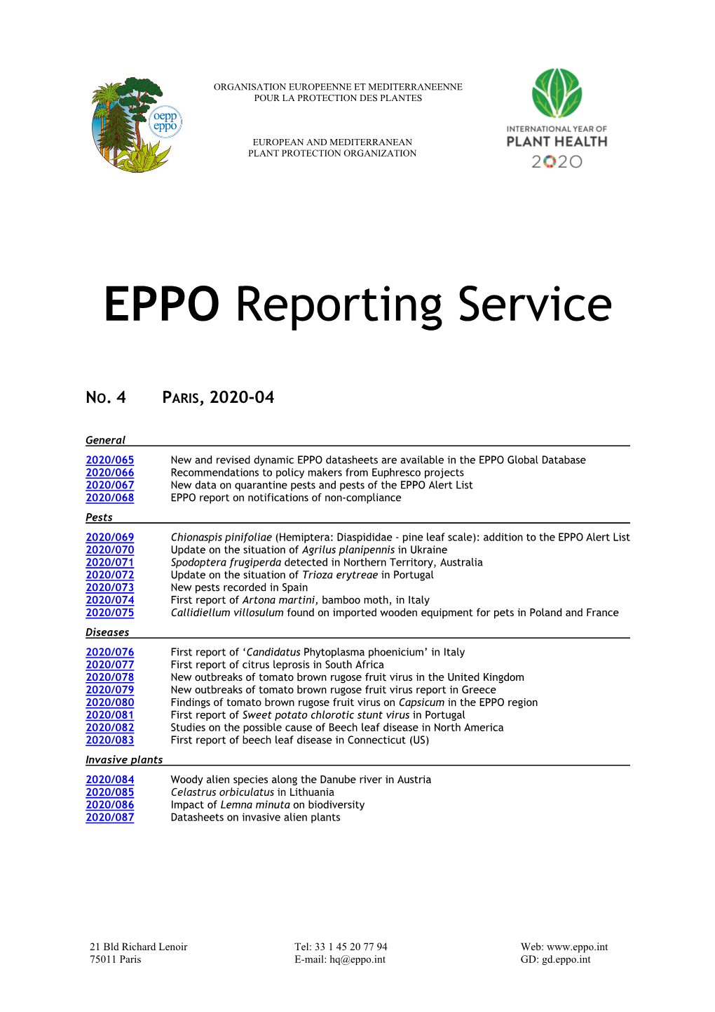 EPPO Reporting Service