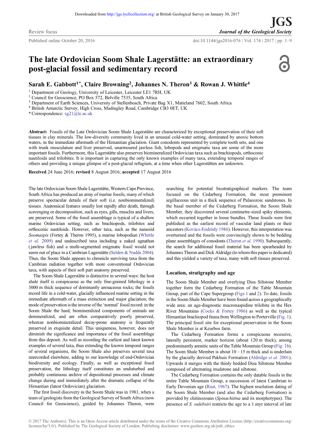 The Late Ordovician Soom Shale Lagerstätte: an Extraordinary Post-Glacial Fossil and Sedimentary Record