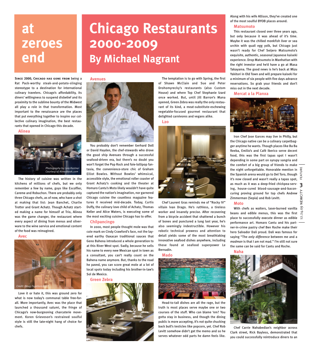 At Zeroes End Chicago Restaurants 2000-2009