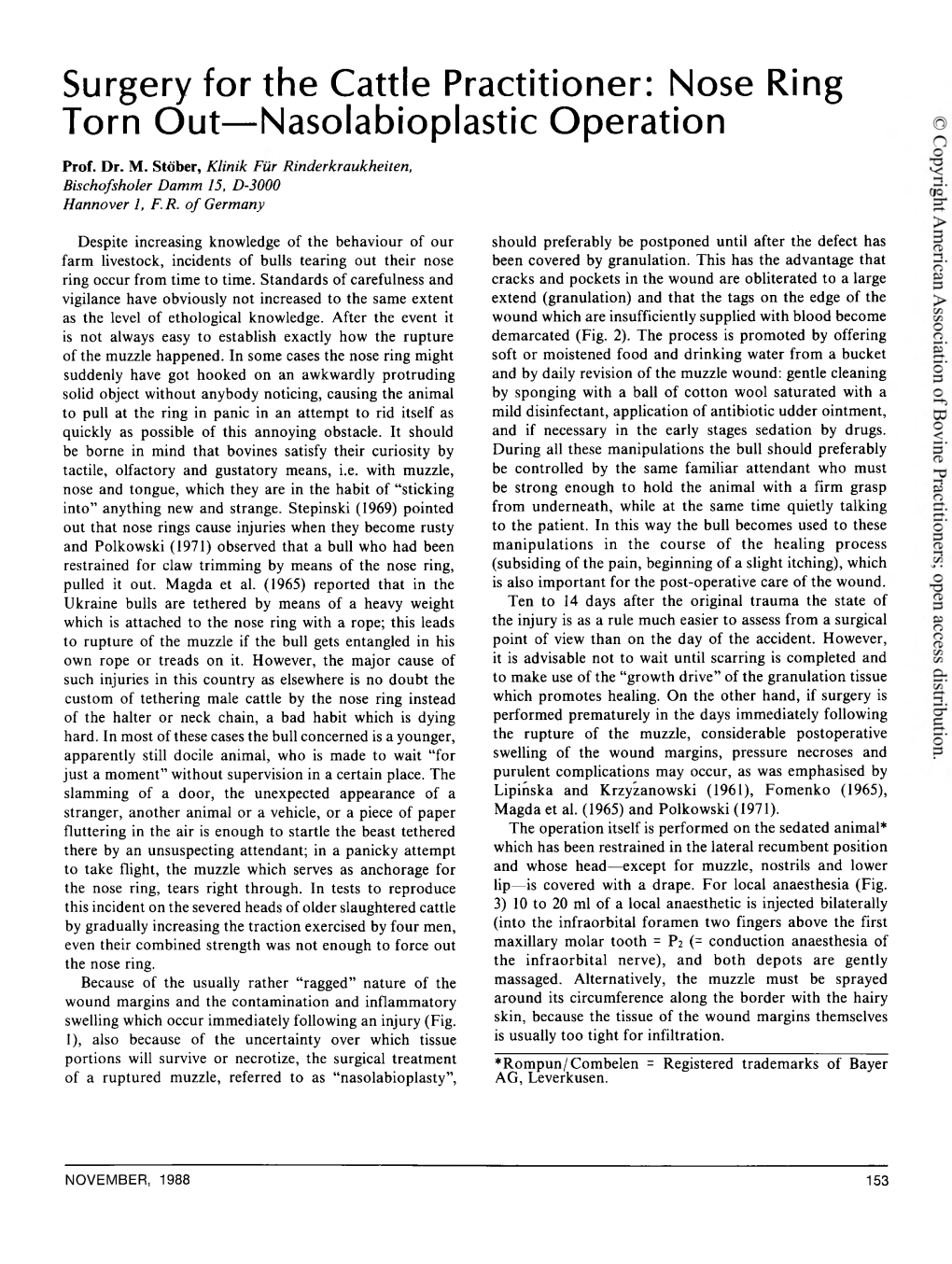 Surgery for the Cattle Practitioner: Nose Ring Torn Out— Nasolabioplastic Operation