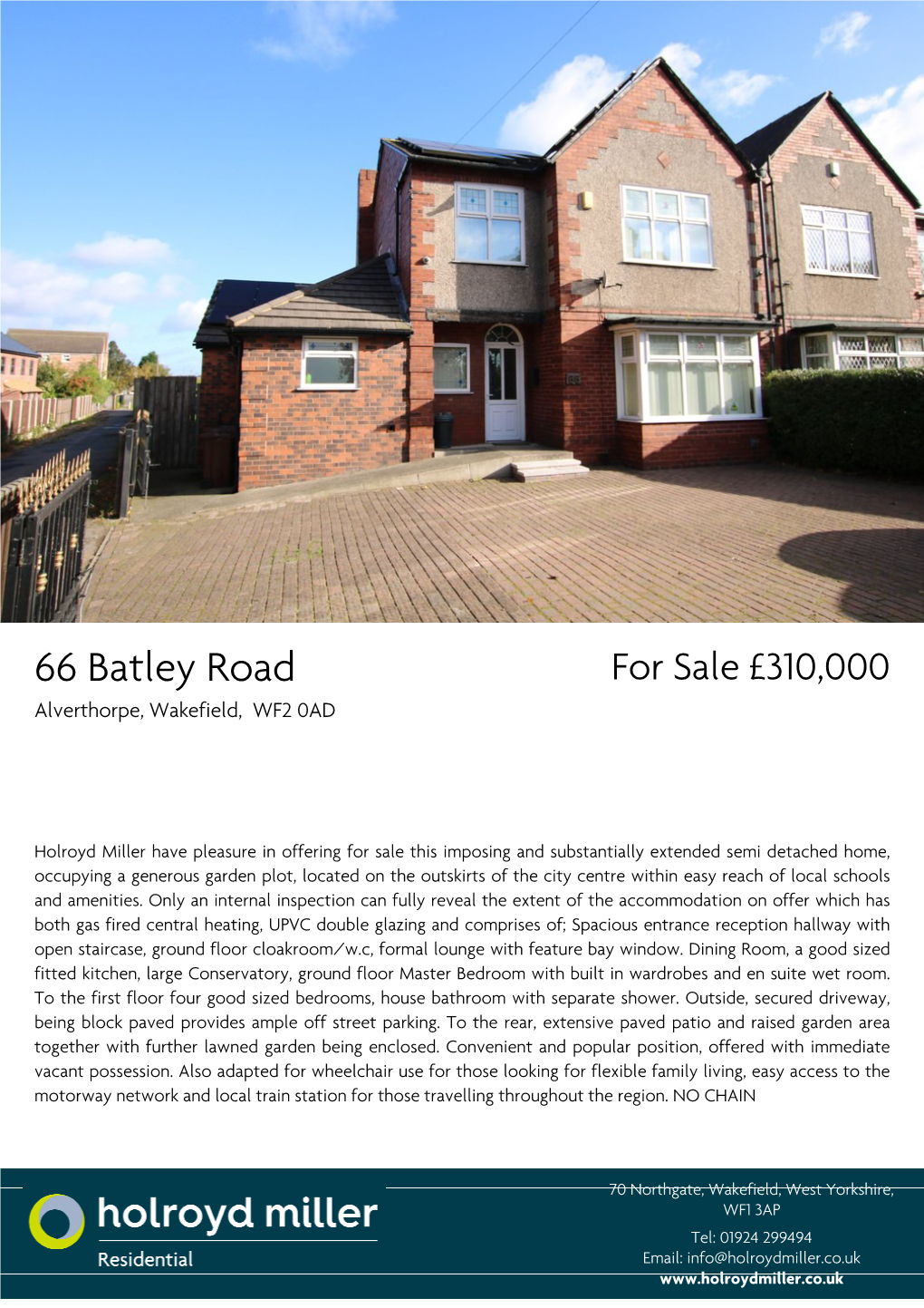 66 Batley Road for Sale £310,000 Alverthorpe, Wakefield, WF2 0AD