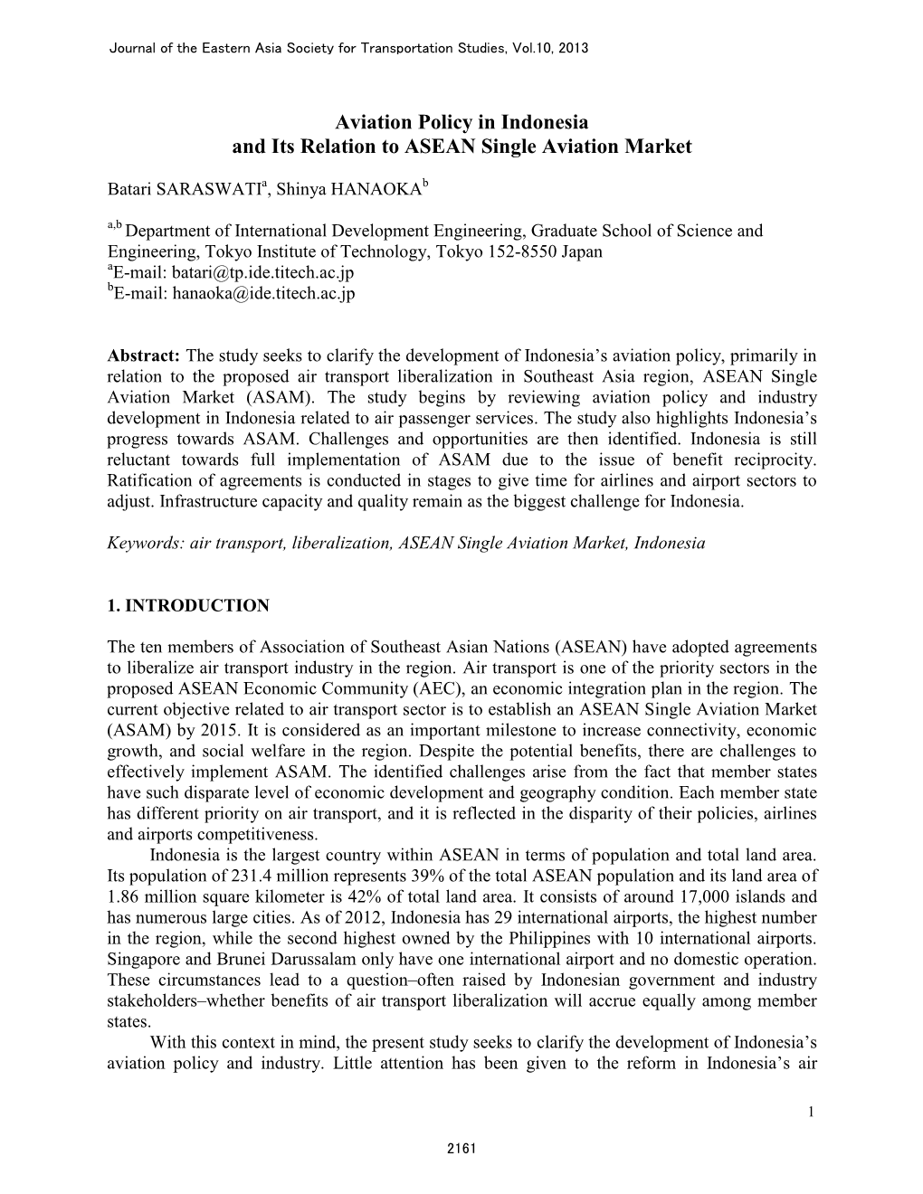 Aviation Policy in Indonesia and Its Relation to ASEAN Single Aviation Market