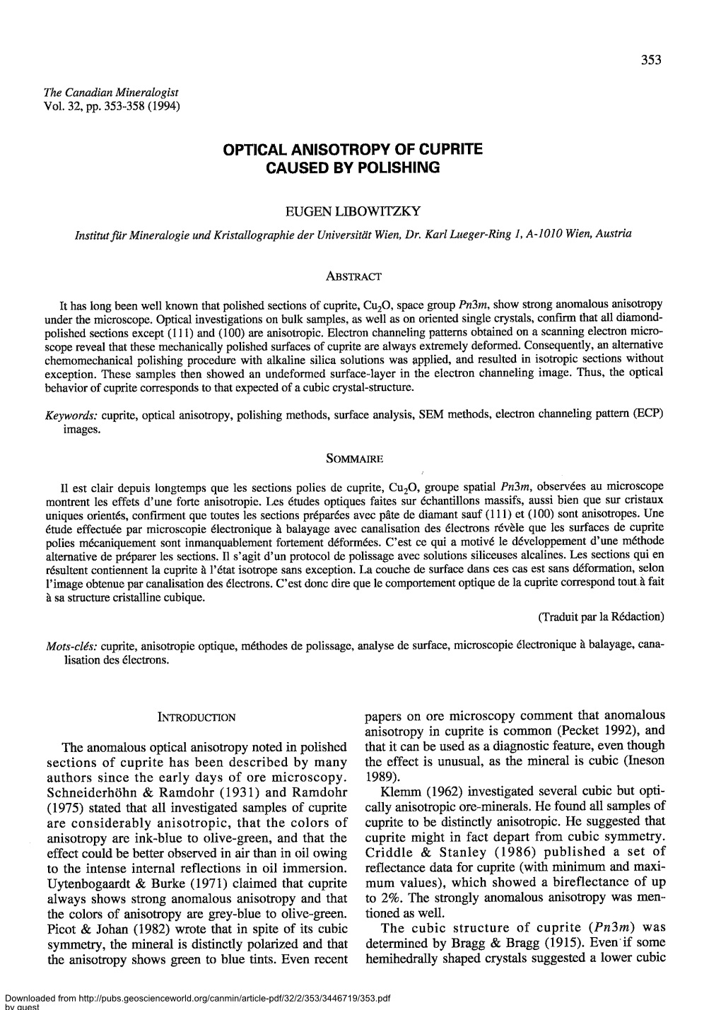 Optical Anisotropv of Cuprite Caused by Polishing