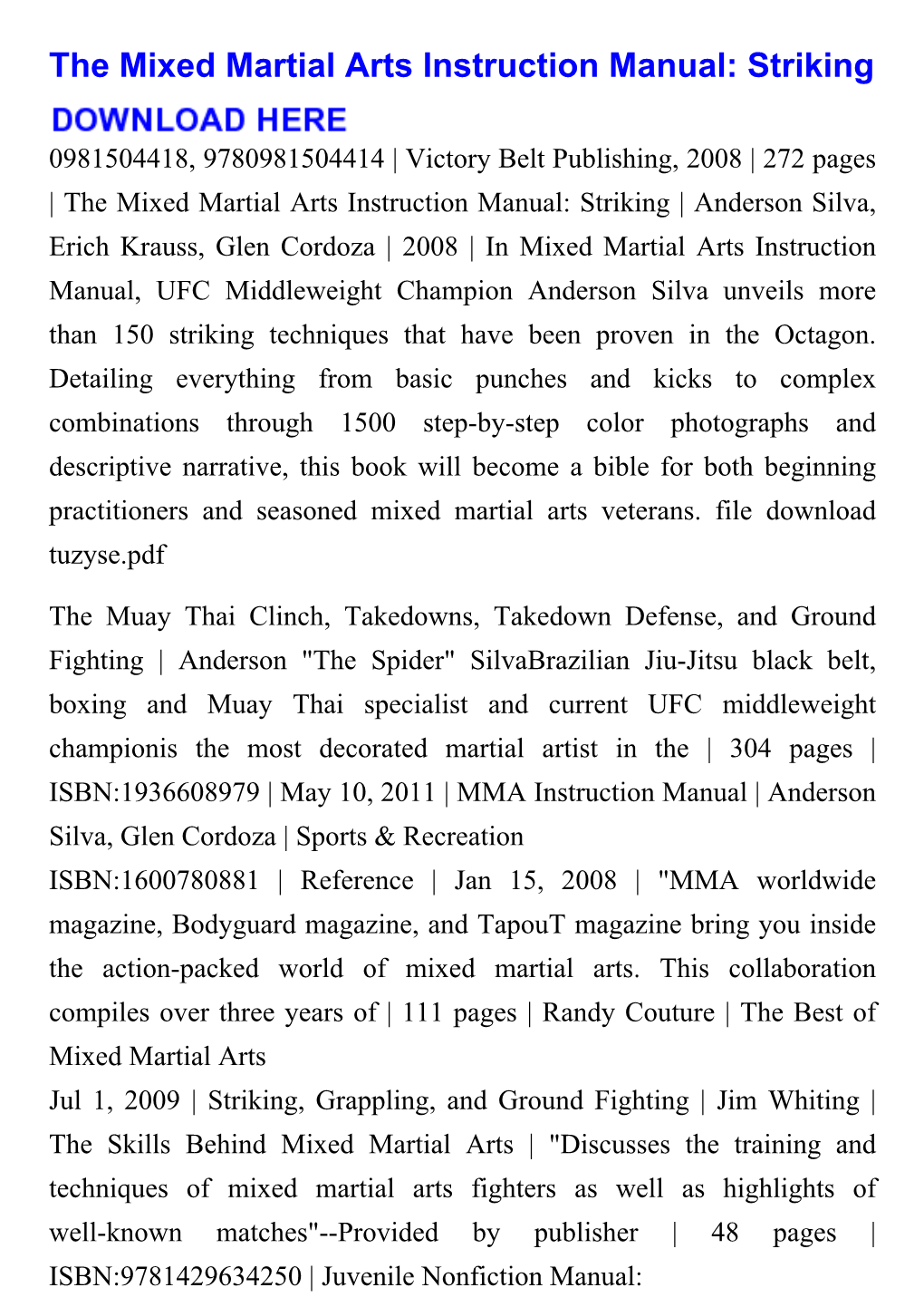 The Mixed Martial Arts Instruction Manual: Striking