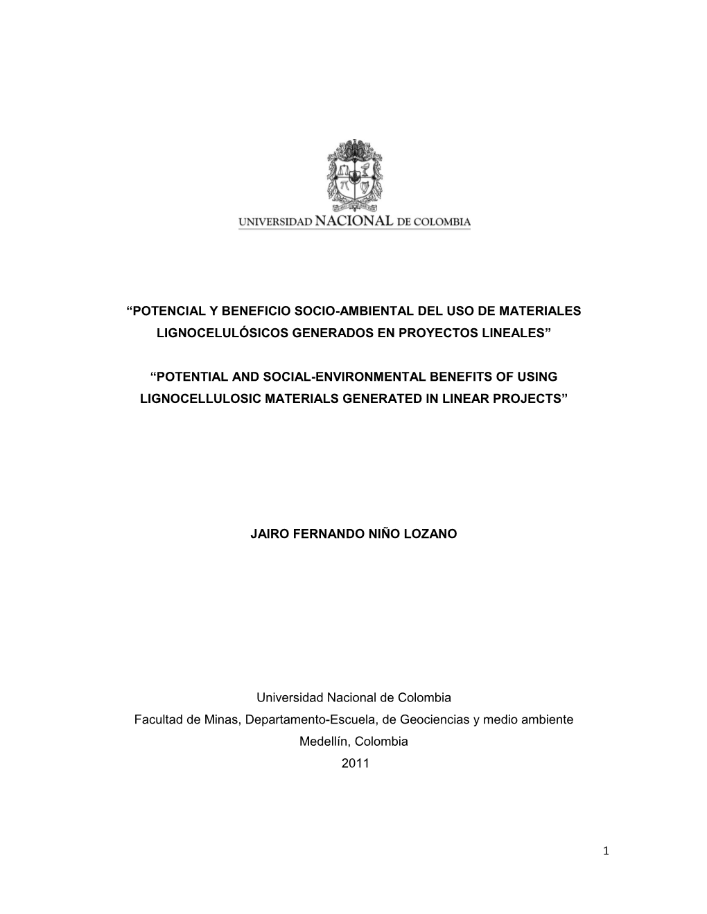 1 “Potencial Y Beneficio Socio-Ambiental Del Uso De