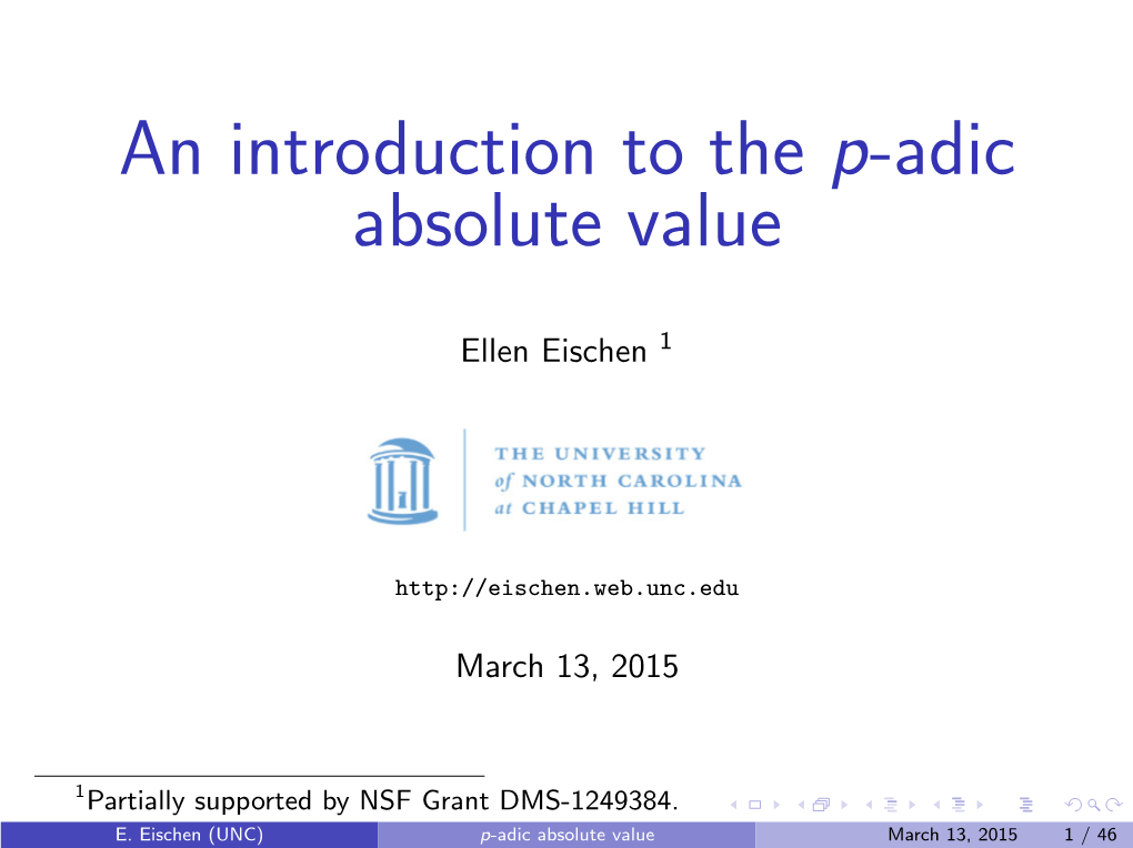 An Introduction to the P-Adic Absolute Value