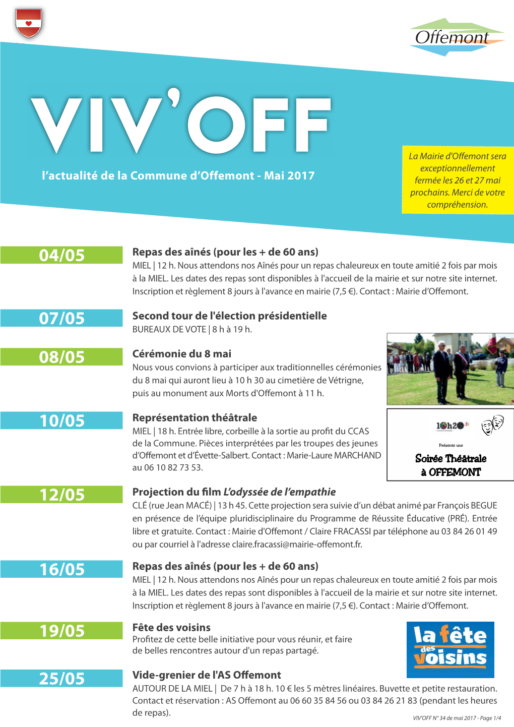 VIV'off N°34 - Imprimé Par Nos Soins En Avril 2017 - Informations Non Contractuelles - Ne Pas Jeter Sur La Voie Publique Visuels : Pixabay.Com, Vecteezy.Com