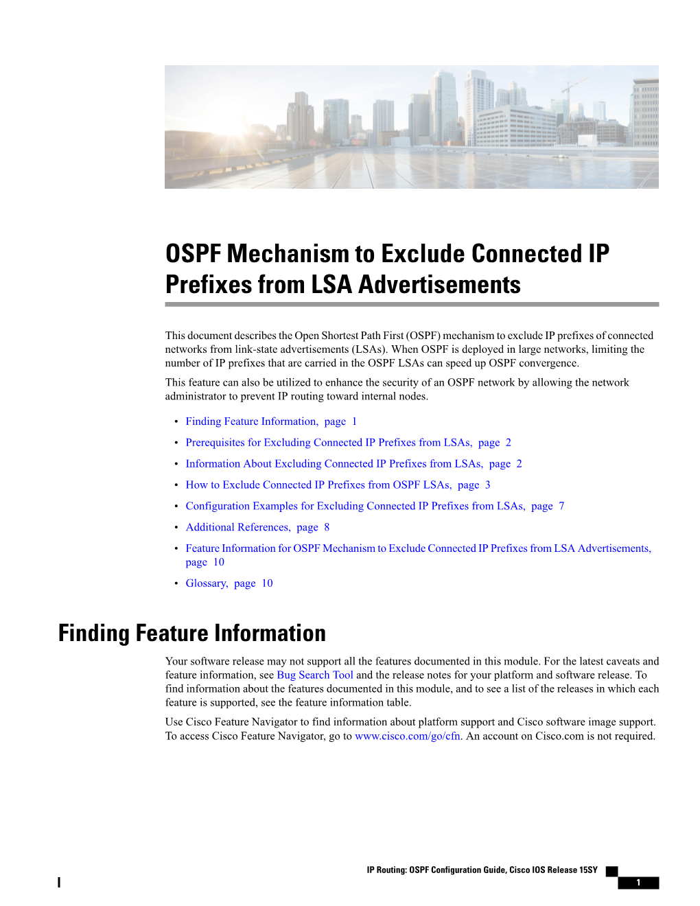 OSPF Mechanism to Exclude Connected IP Prefixes from LSA Advertisements