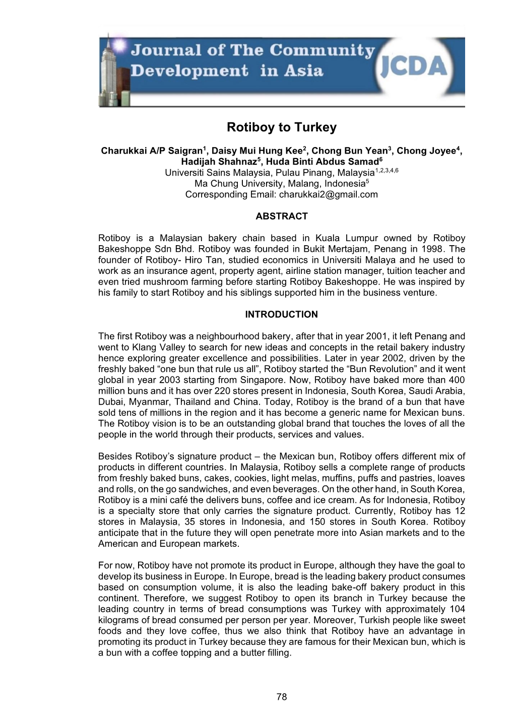 Rotiboy to Turkey