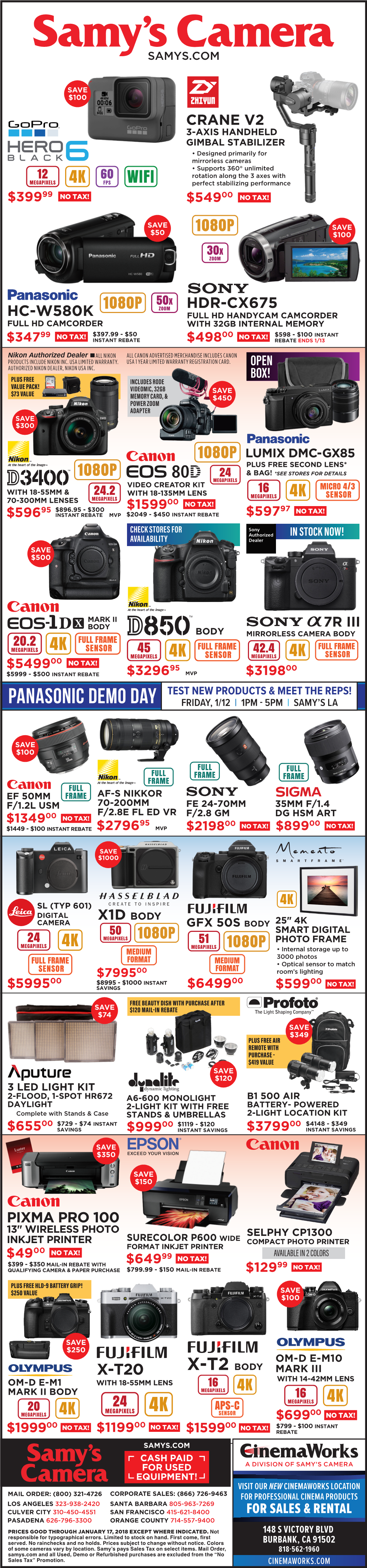 Panasonic Demo Day Friday, 1/12 | 1Pm 5Pm | Samy’S La