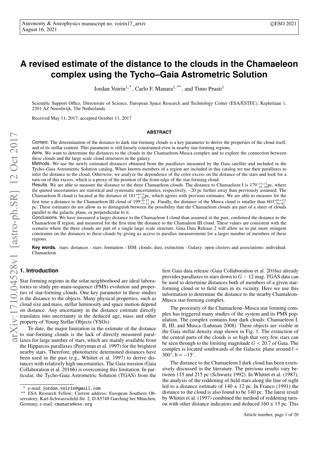 A Revised Estimate of the Distance to the Clouds in the Chamaeleon Complex Using the Tycho–Gaia Astrometric Solution