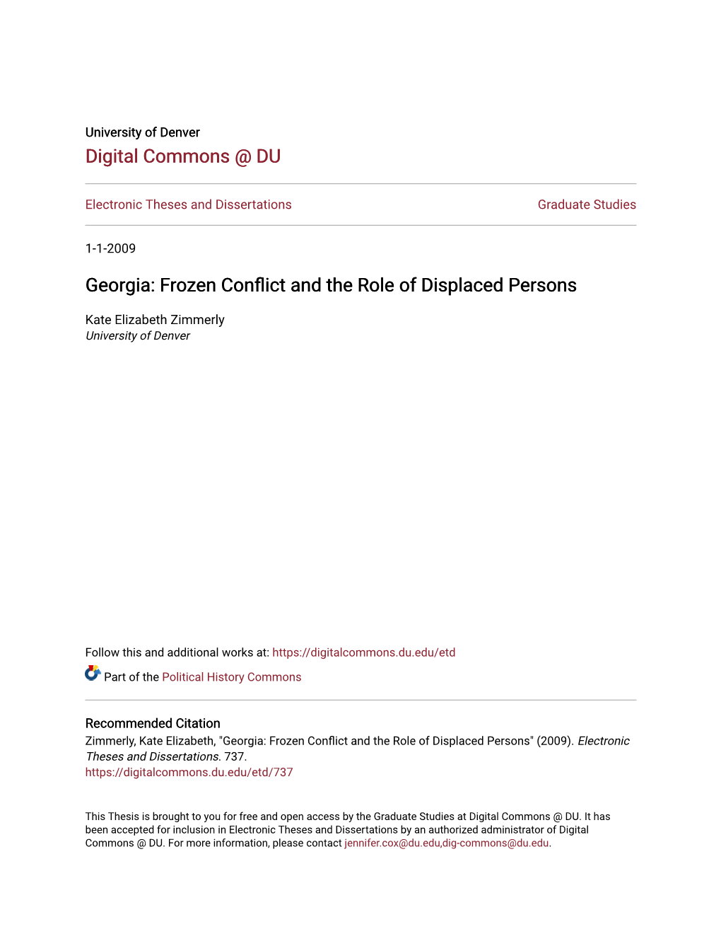 Georgia: Frozen Conflict and the Role of Displaced Persons