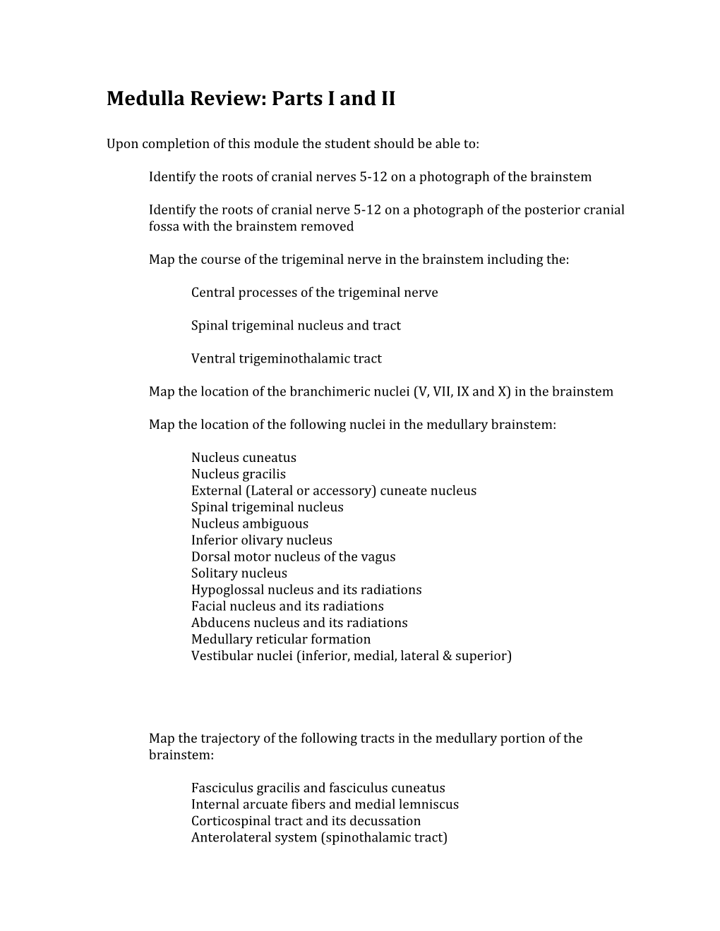 Medulla Review: Parts I and II