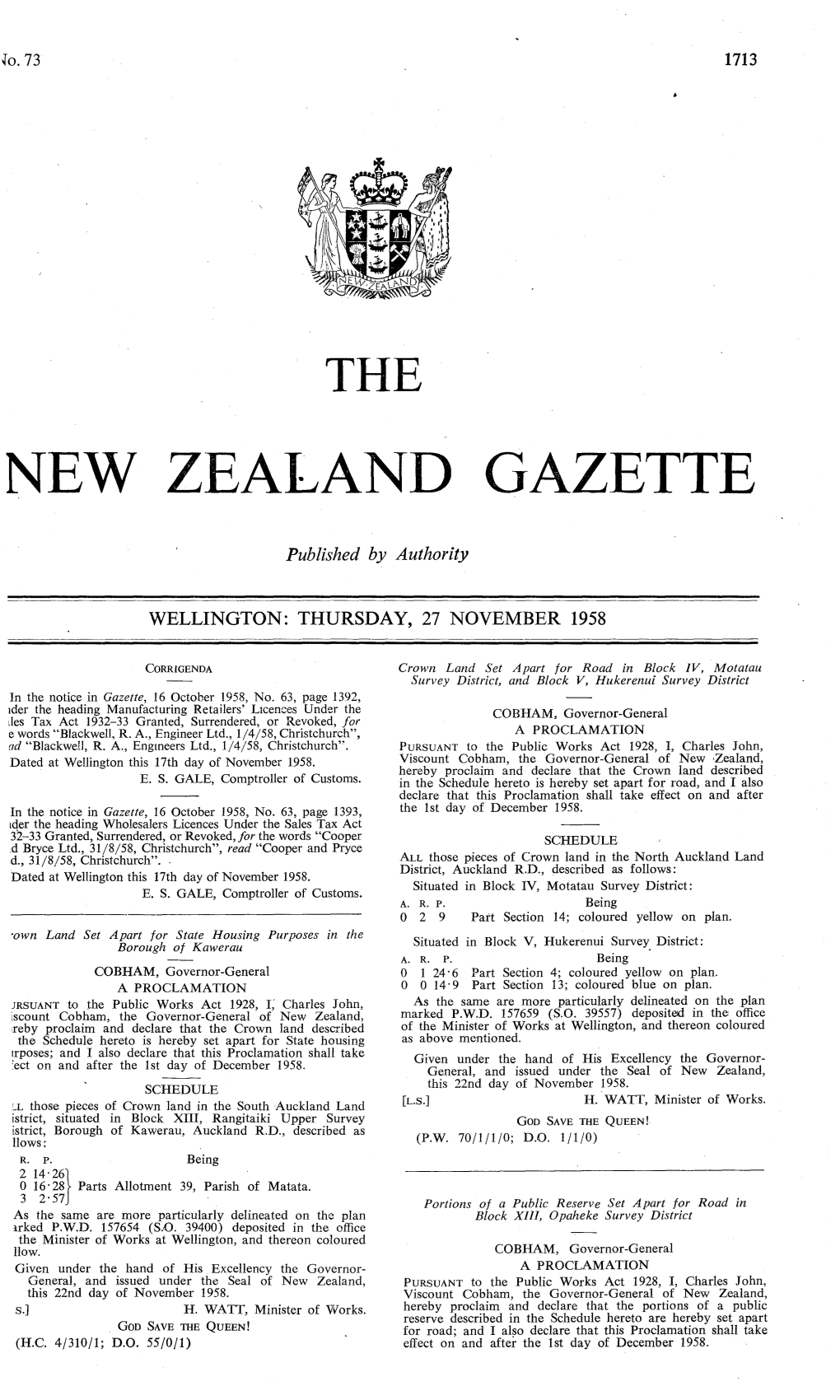 No 73, 27 November 1958, 1713