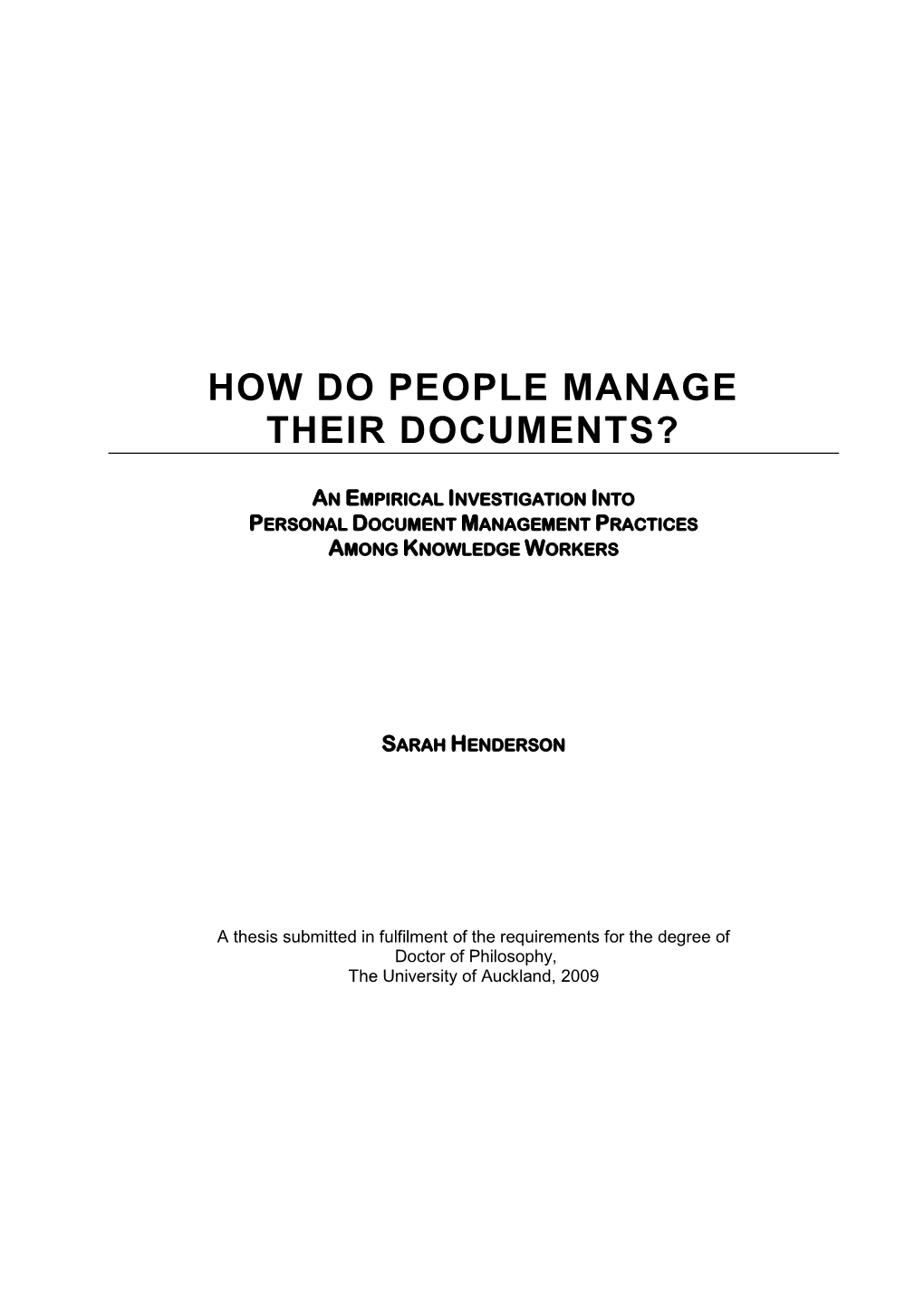 How Do People Manage Their Documents?