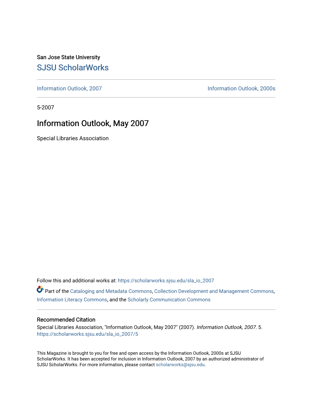 Information Outlook, May 2007