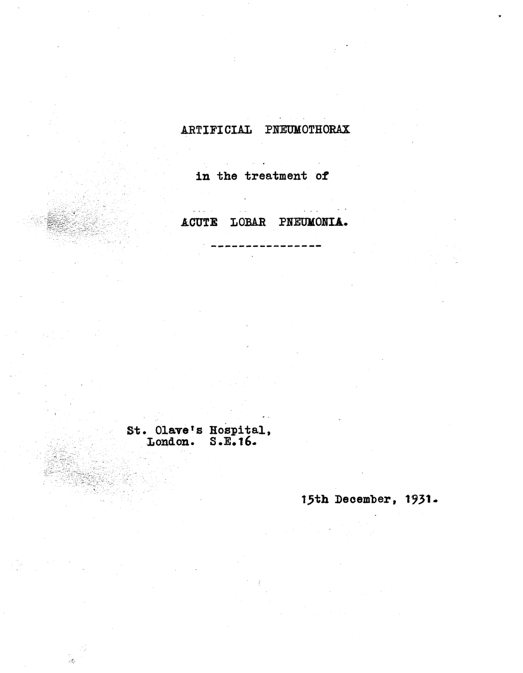 Artificial Pneumothorax