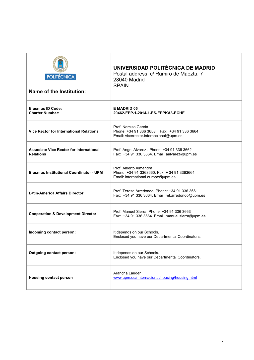 Infomation Sheet for Academic Year 2004-2005