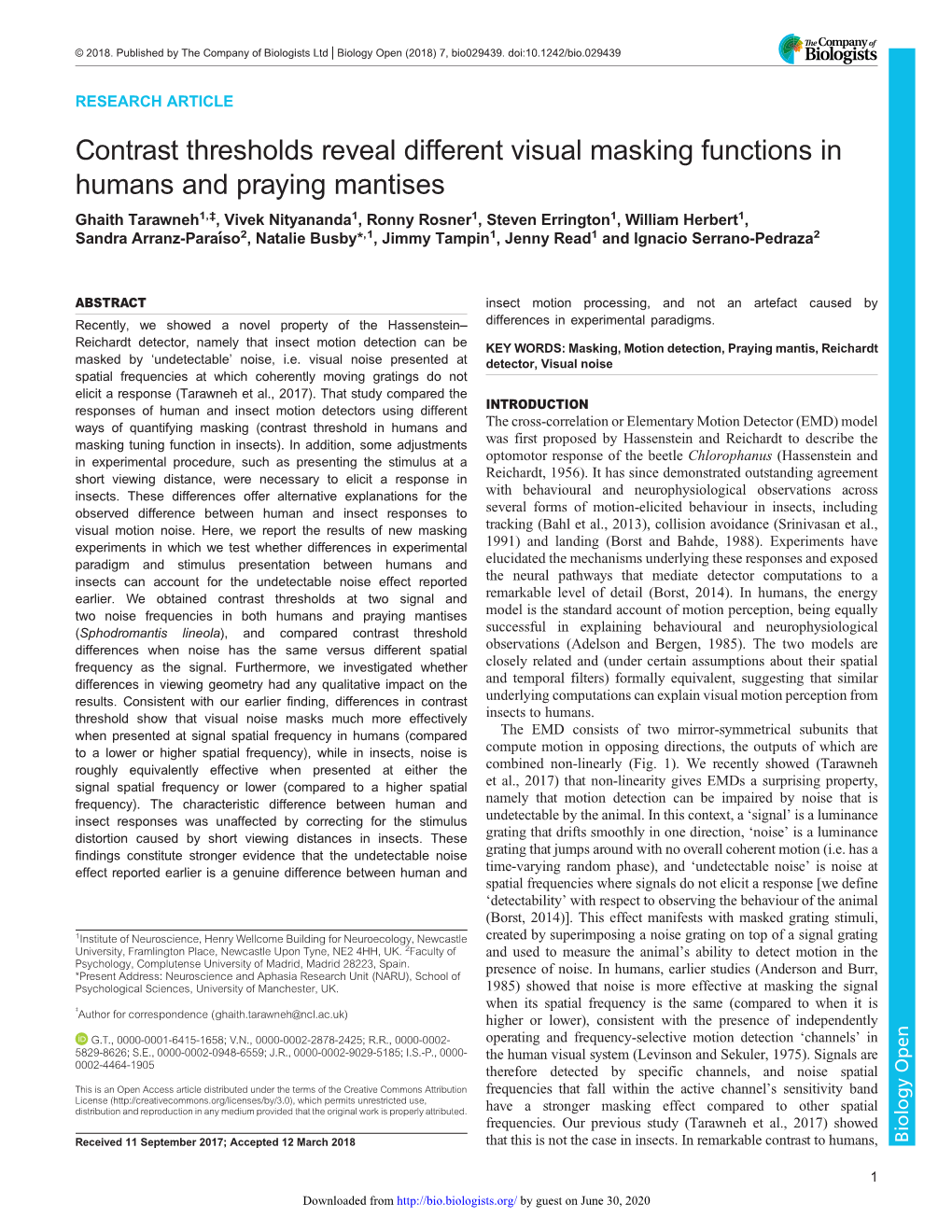 Contrast Thresholds Reveal Different Visual Masking Functions in Humans