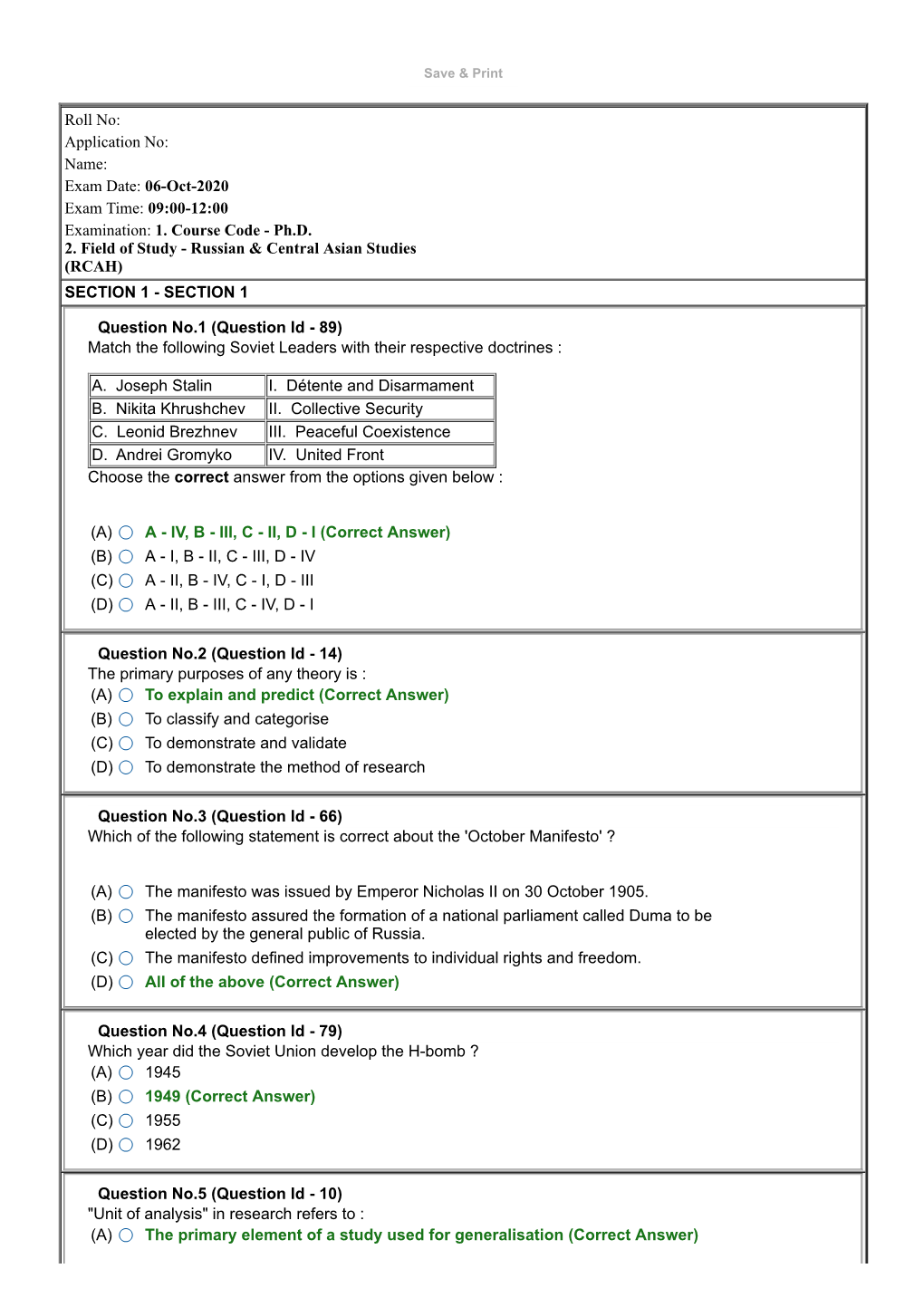 09:00-12:00 Examination: 1. Course Code - Ph.D