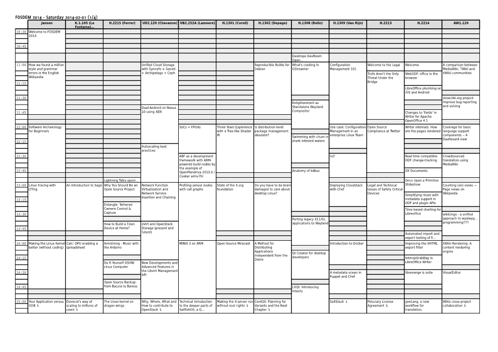 FOSDEM 2014 Schedule