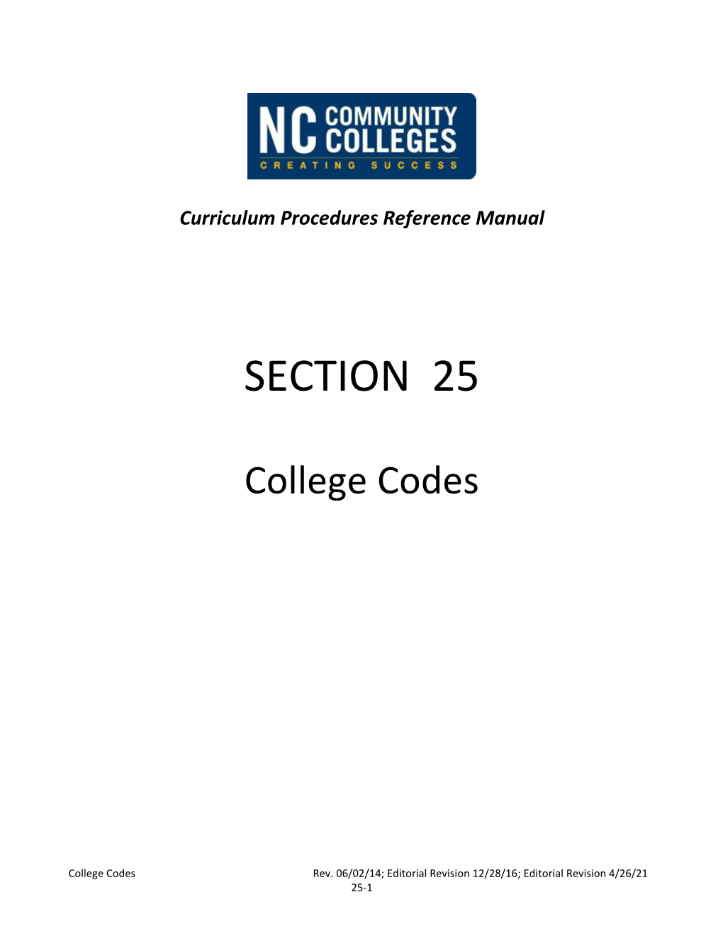 North Carolina Community College Codes
