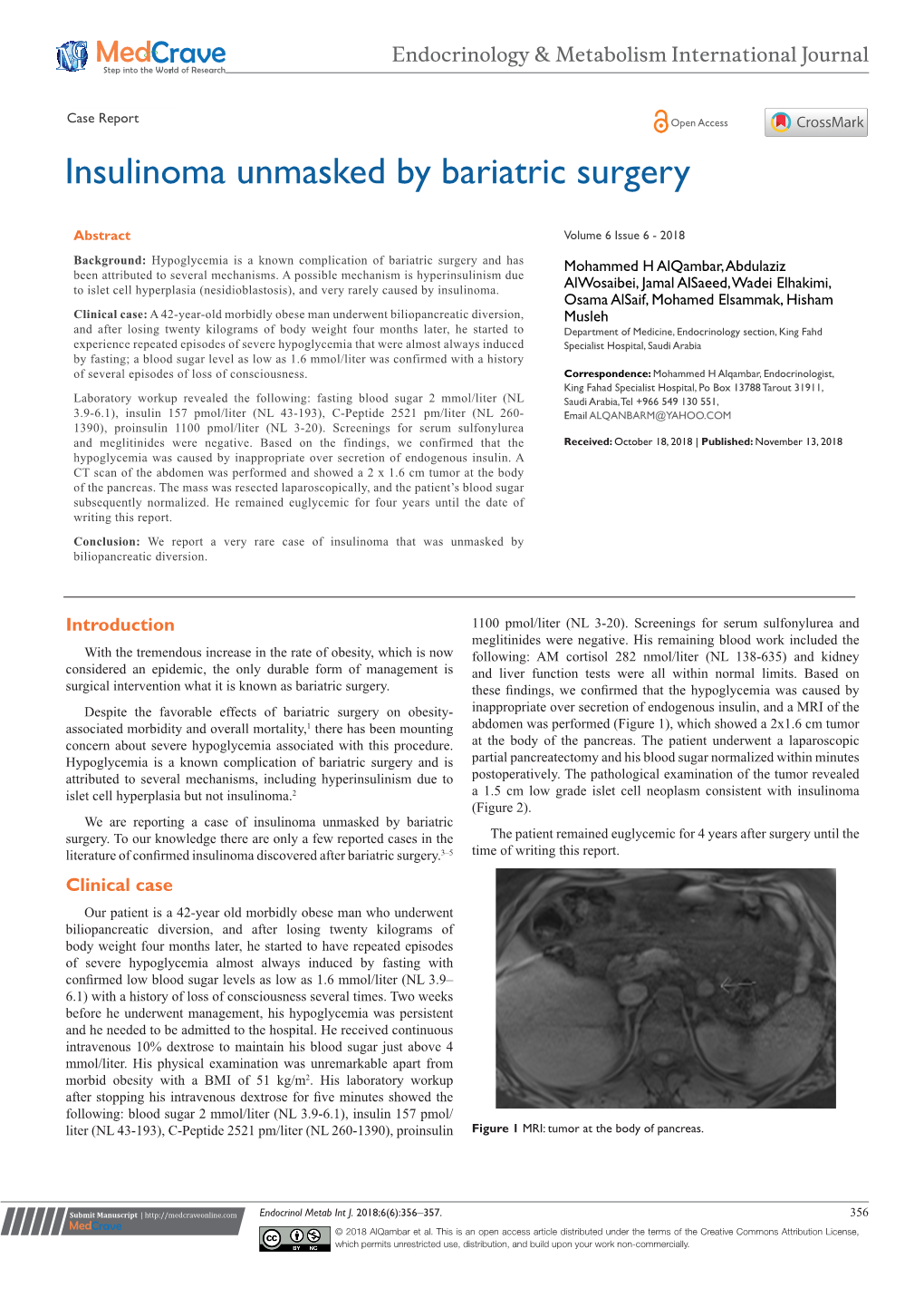 Insulinoma Unmasked by Bariatric Surgery