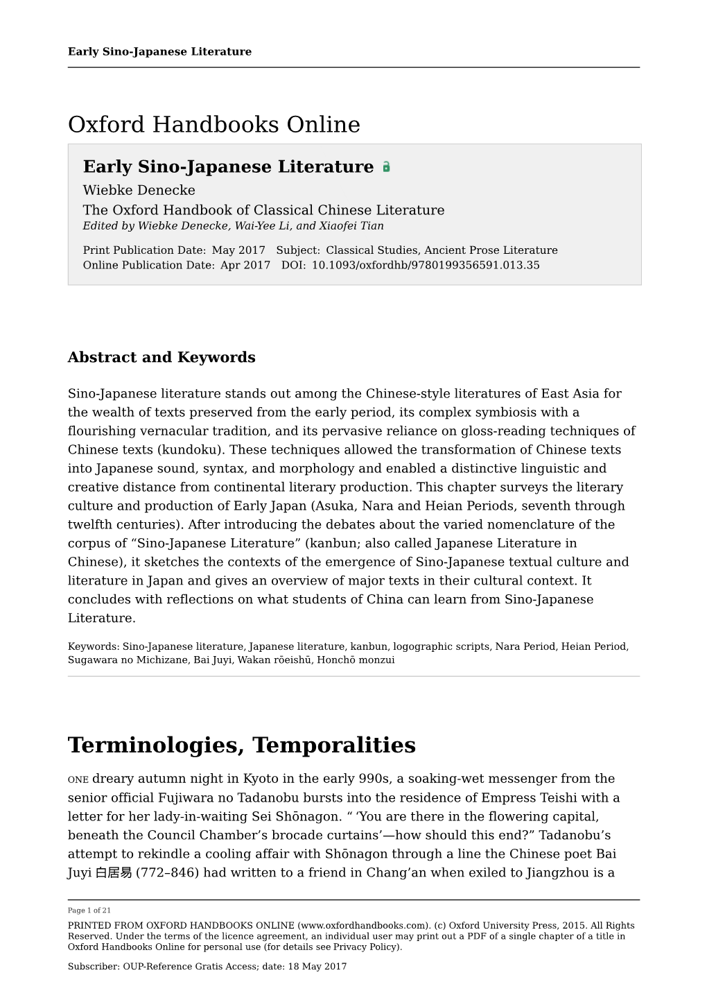 Early Sino-Japanese Literature