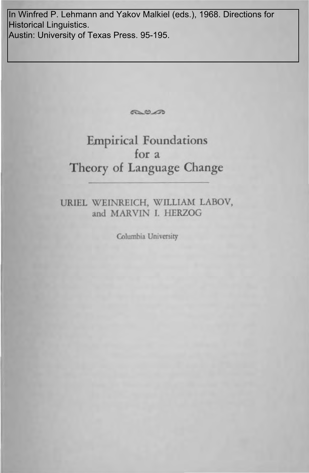 Empirical Foundations for a Theory of Language Change