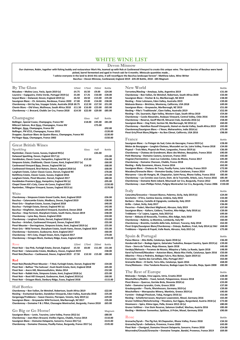 White Wine List