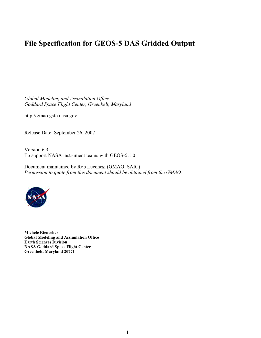 GEOS-4 File Specification